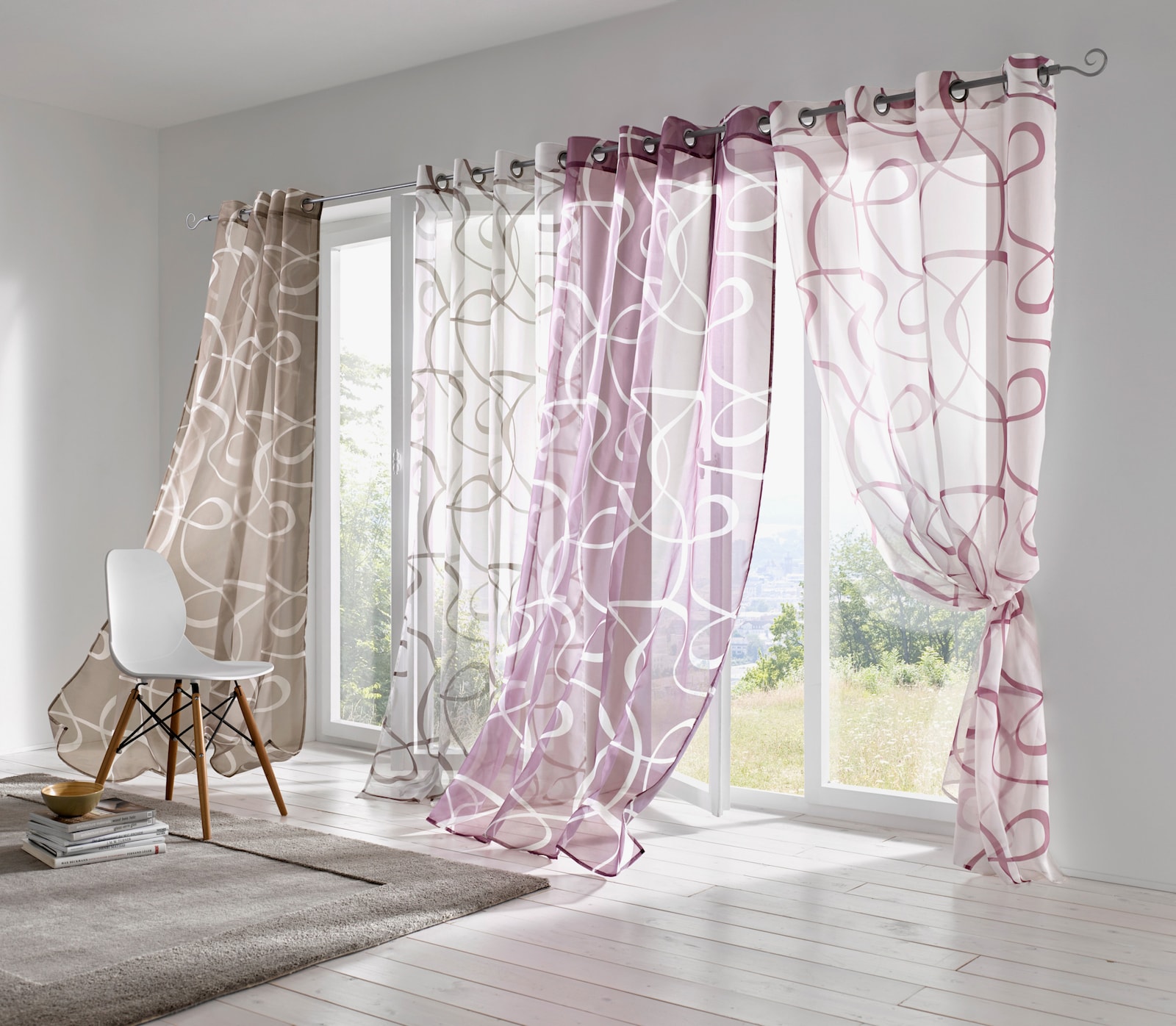 heine home Decoratieve vitrage - wit/taupe