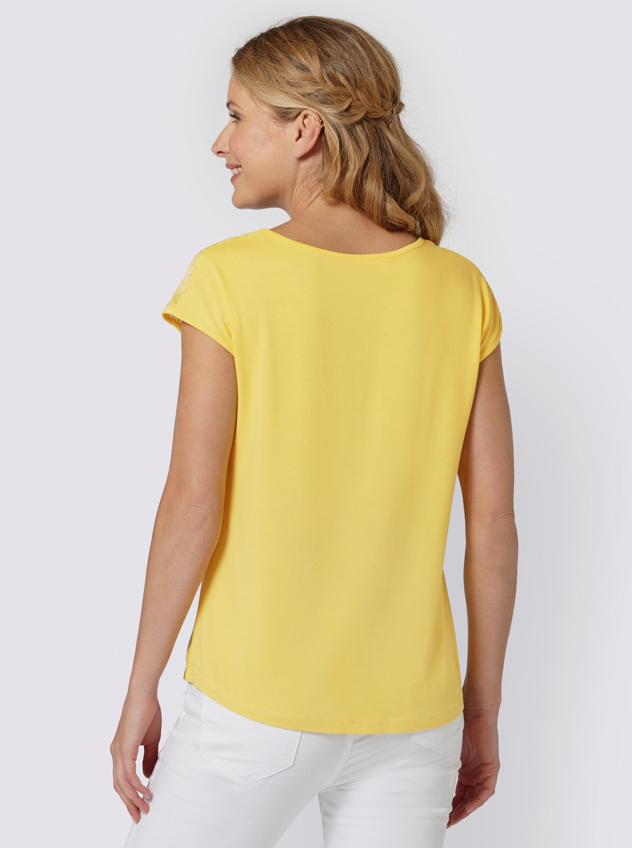 Shirt met V-hals - geel