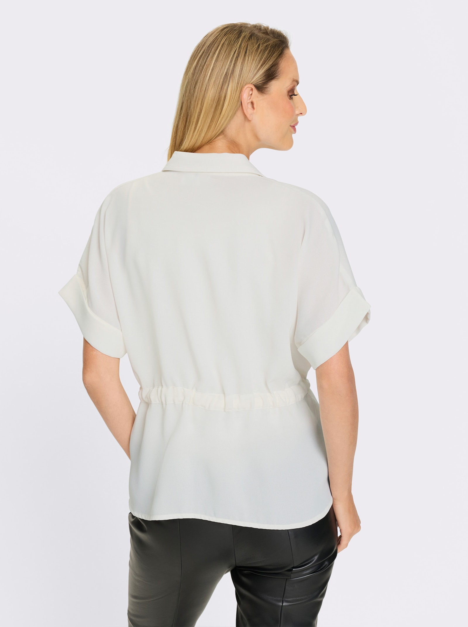 heine Crêpebluse mit Brusttasche - weiß