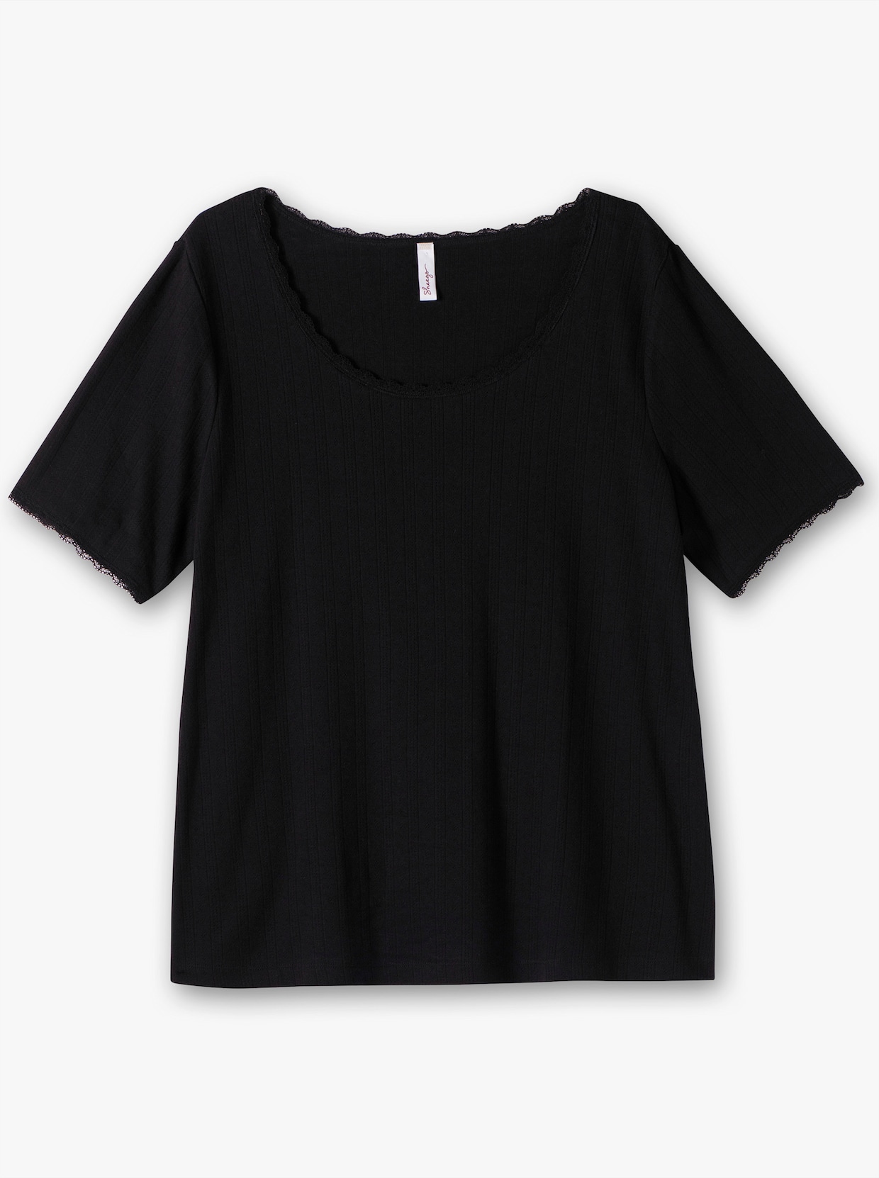 sheego Rippshirt - schwarz