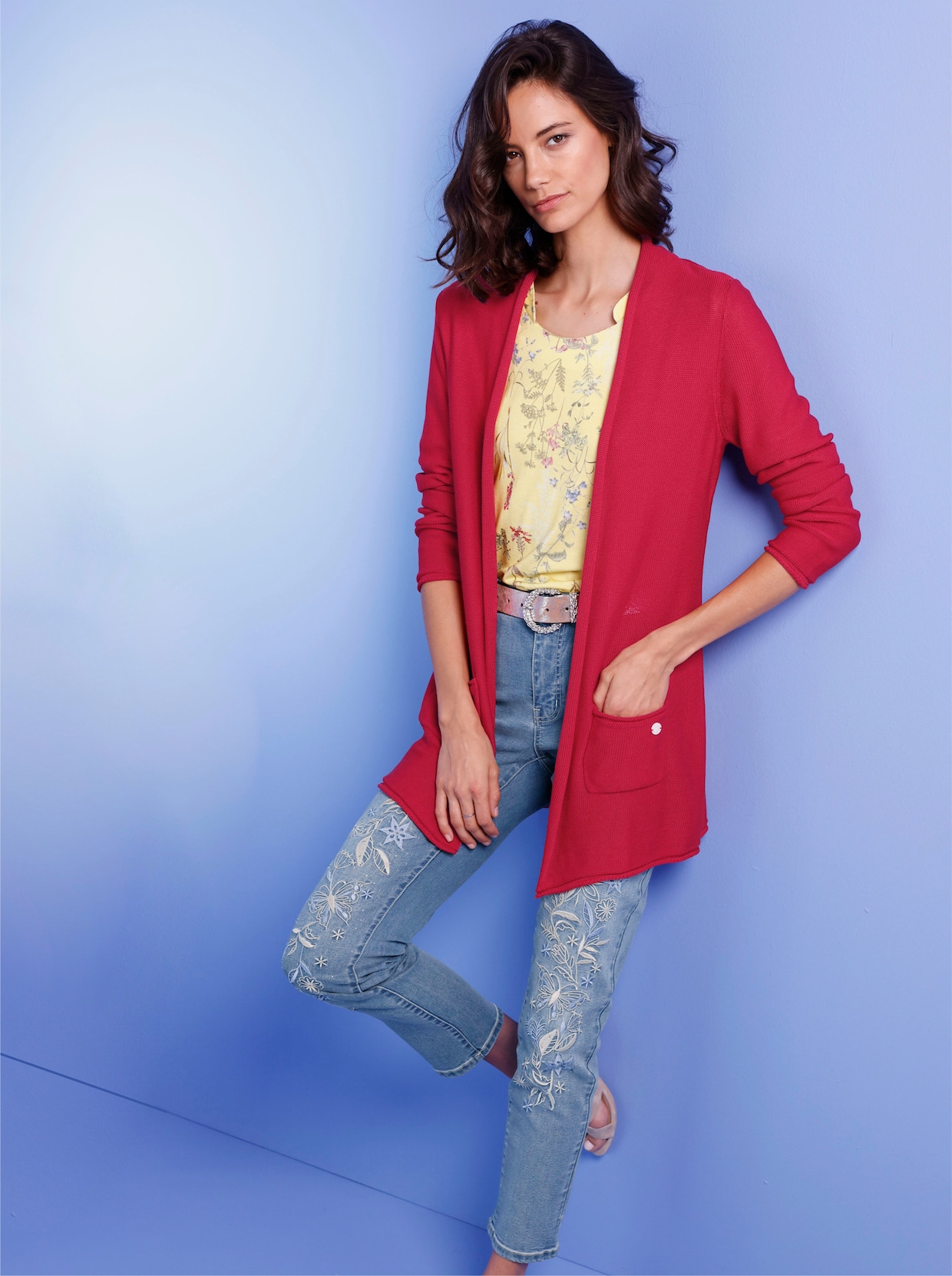 CREATION L PREMIUM Longstrickjacke - erdbeere