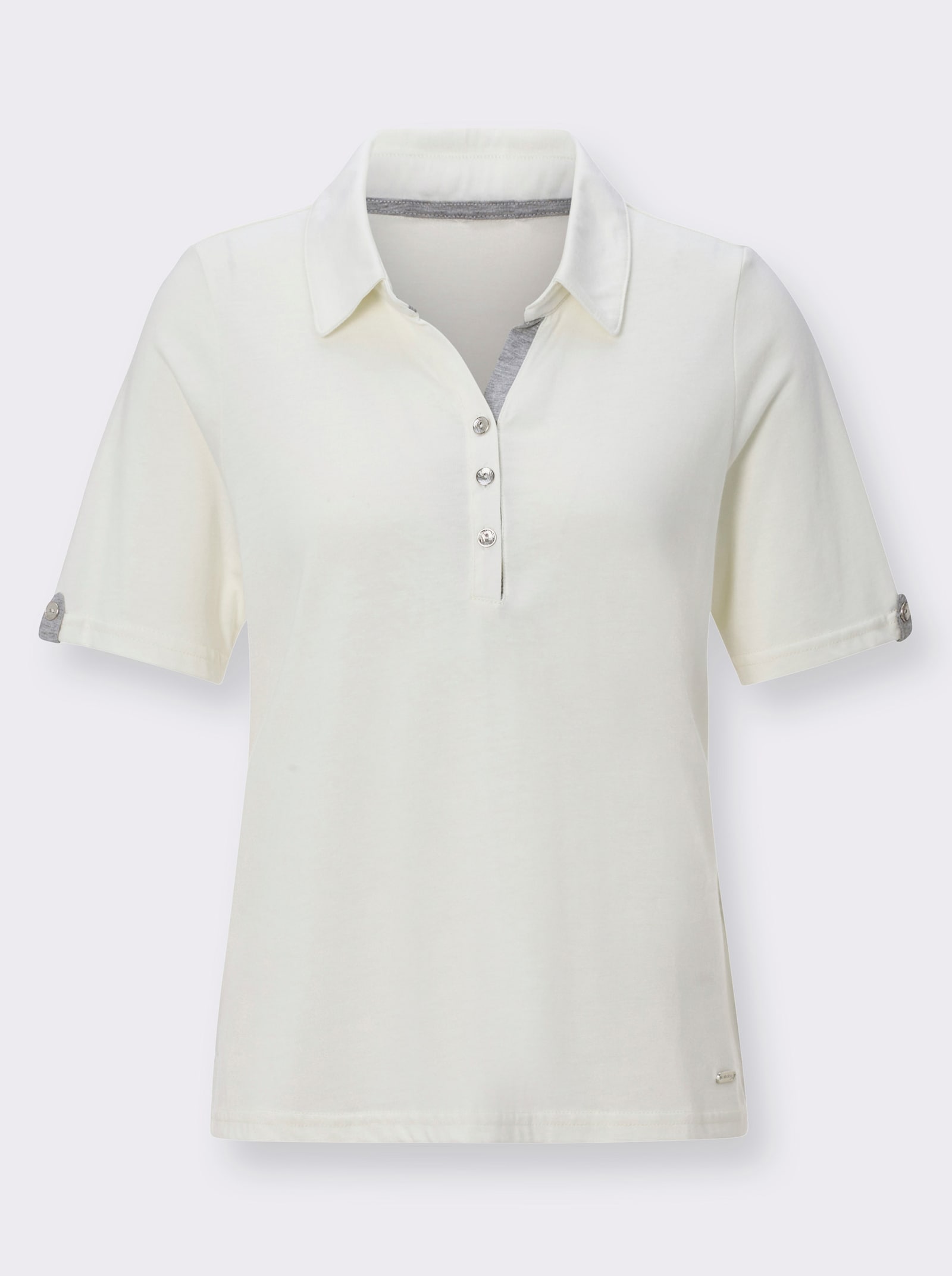 Poloshirt mit Zierriegel - ecru
