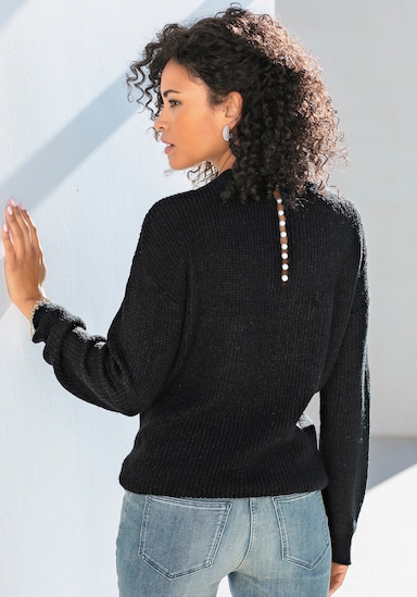 LASCANA Pull à encolure en V - noir