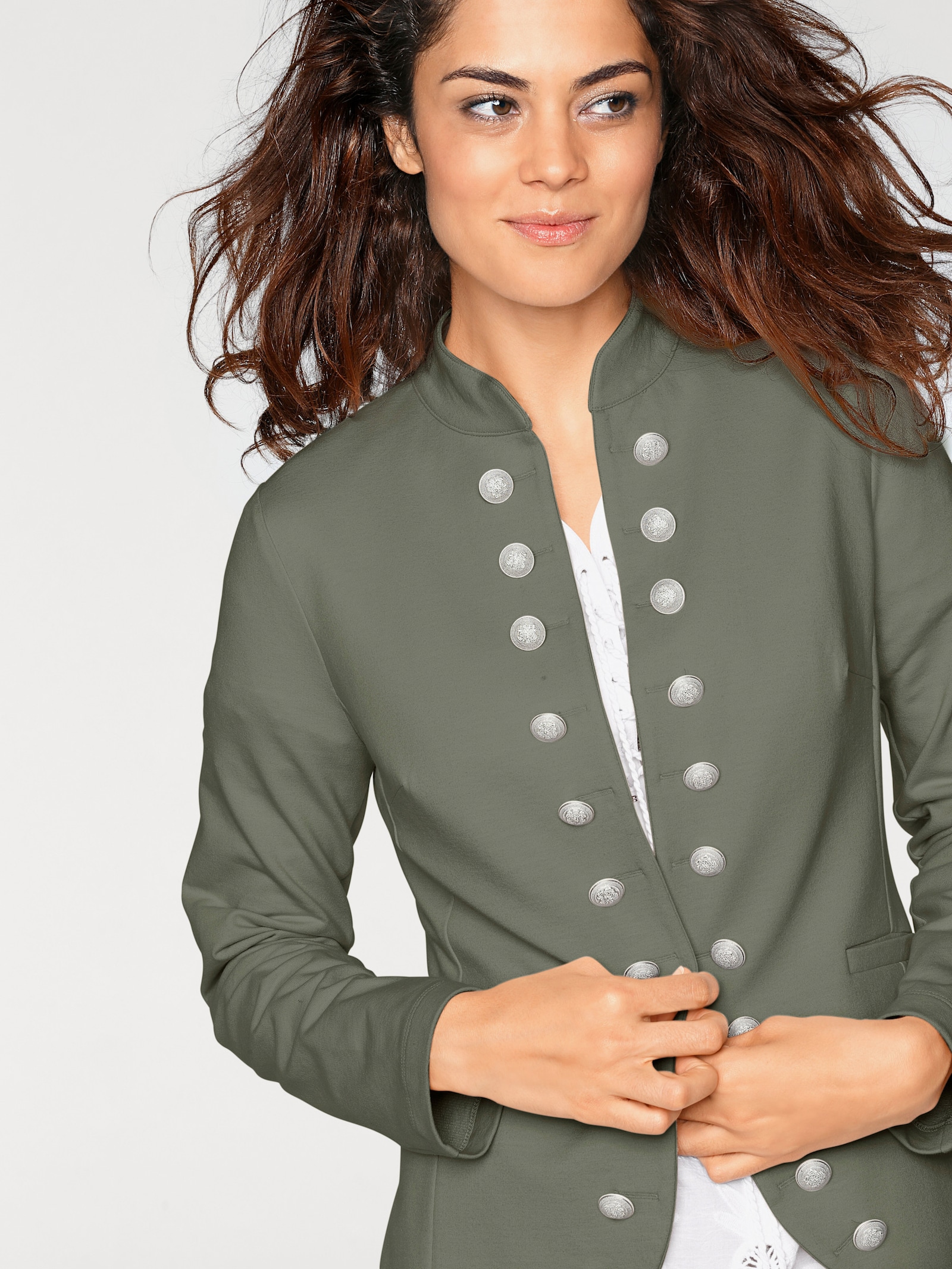 heine Jerseyblazer im Military-Look - oliv