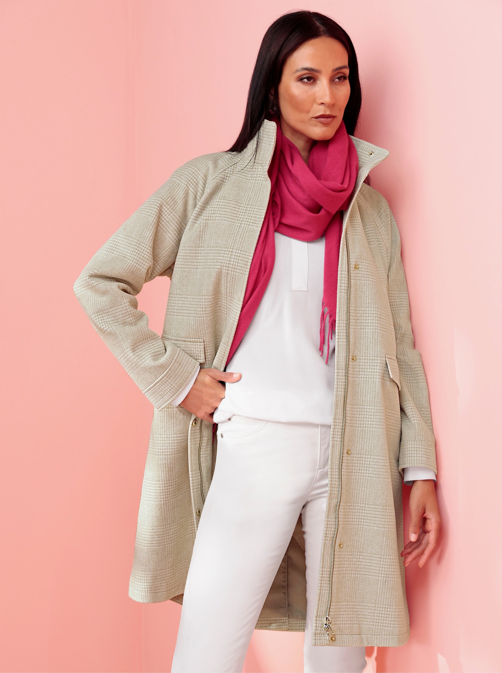 heine Kurzmantel mit Gehschlitz hinten - beige-champagner-meliert