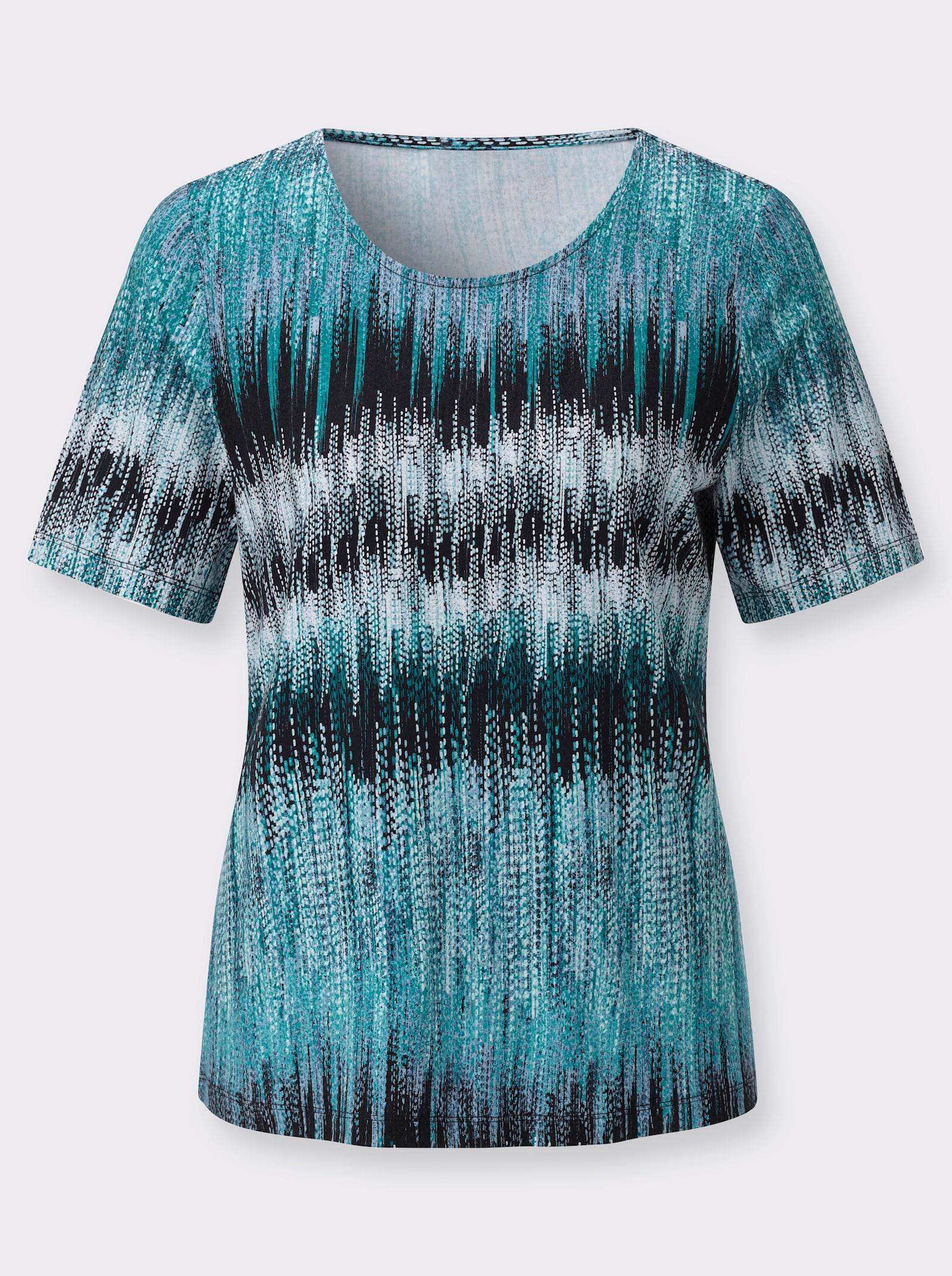 Kurzarmshirt mit hochwertiger Viskose, bedruckt - mint-marine-bedruckt