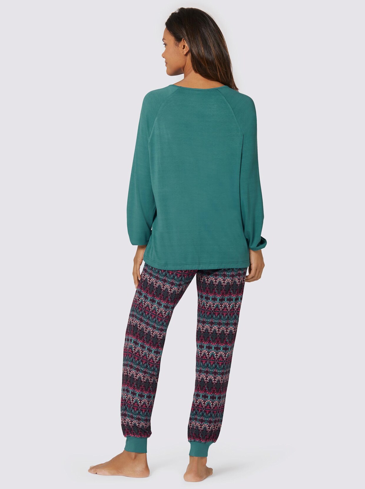 wäschepur Pyjama - smaragdgroen geprint