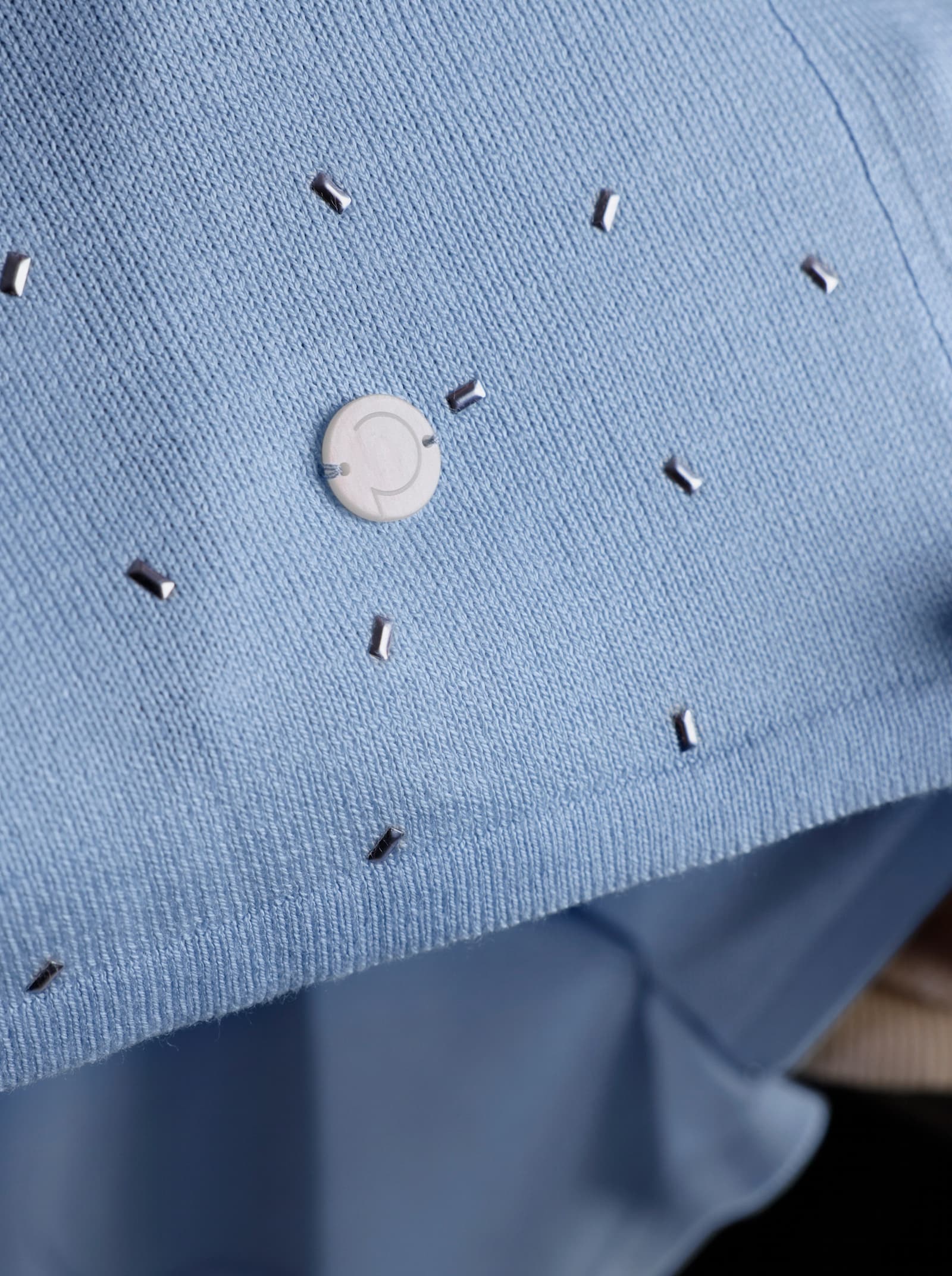 CREATION L PREMIUM Feinstrickjacke mit Verzierungen vorne - hellblau