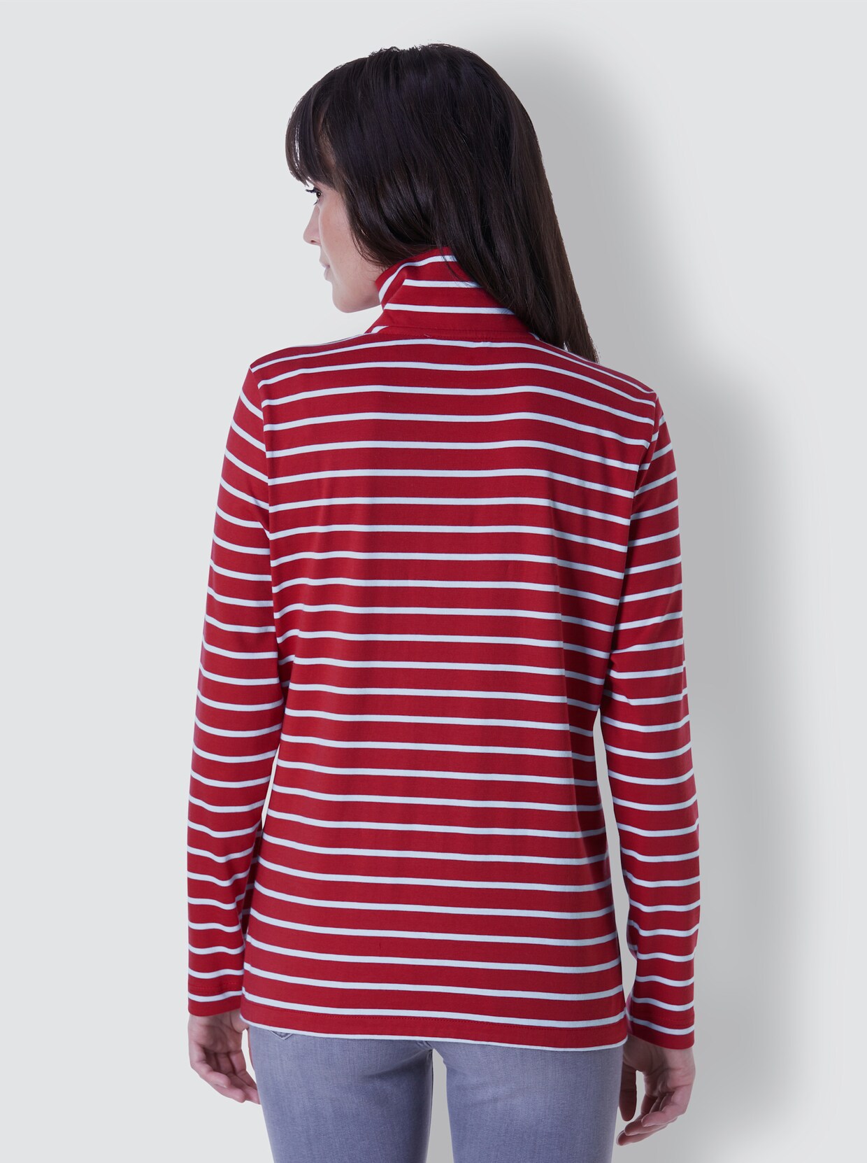Creation L Premium Pima-Baumwoll-Shirt - rot-geringelt