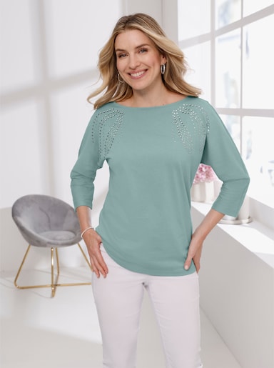 3/4-Arm-Shirt mit Fledermaus-Ärmeln - salbei