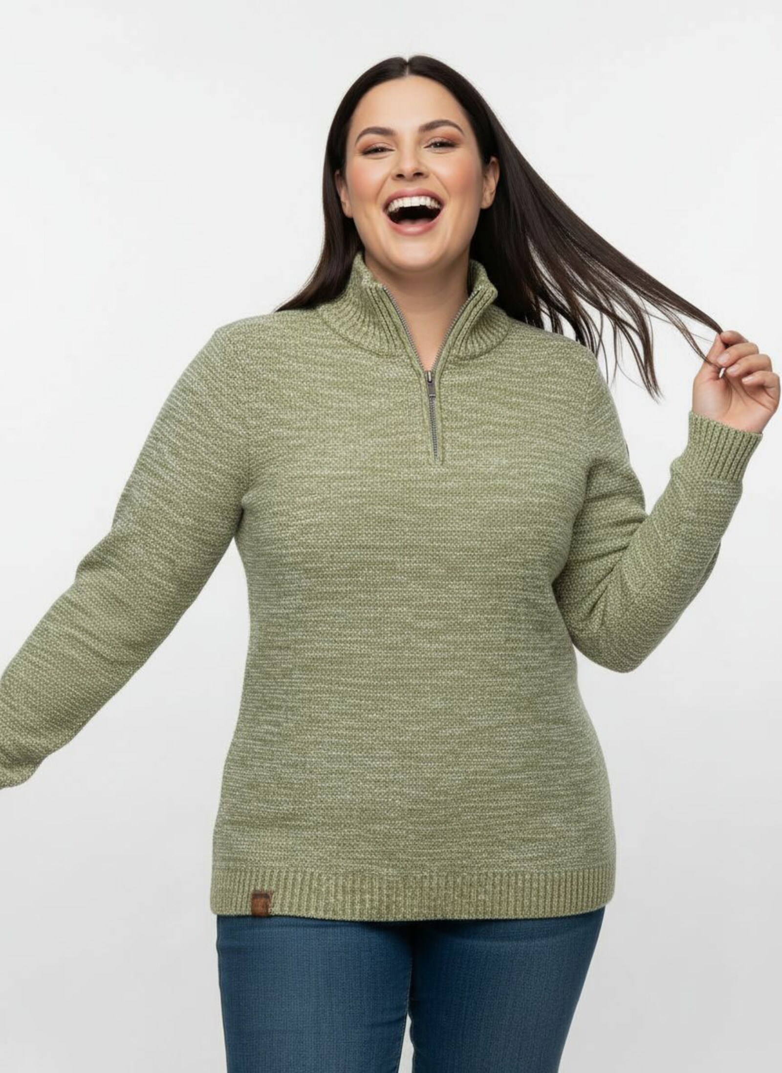 Troyer mit gerippten Abschlüssen - schilf-meliert