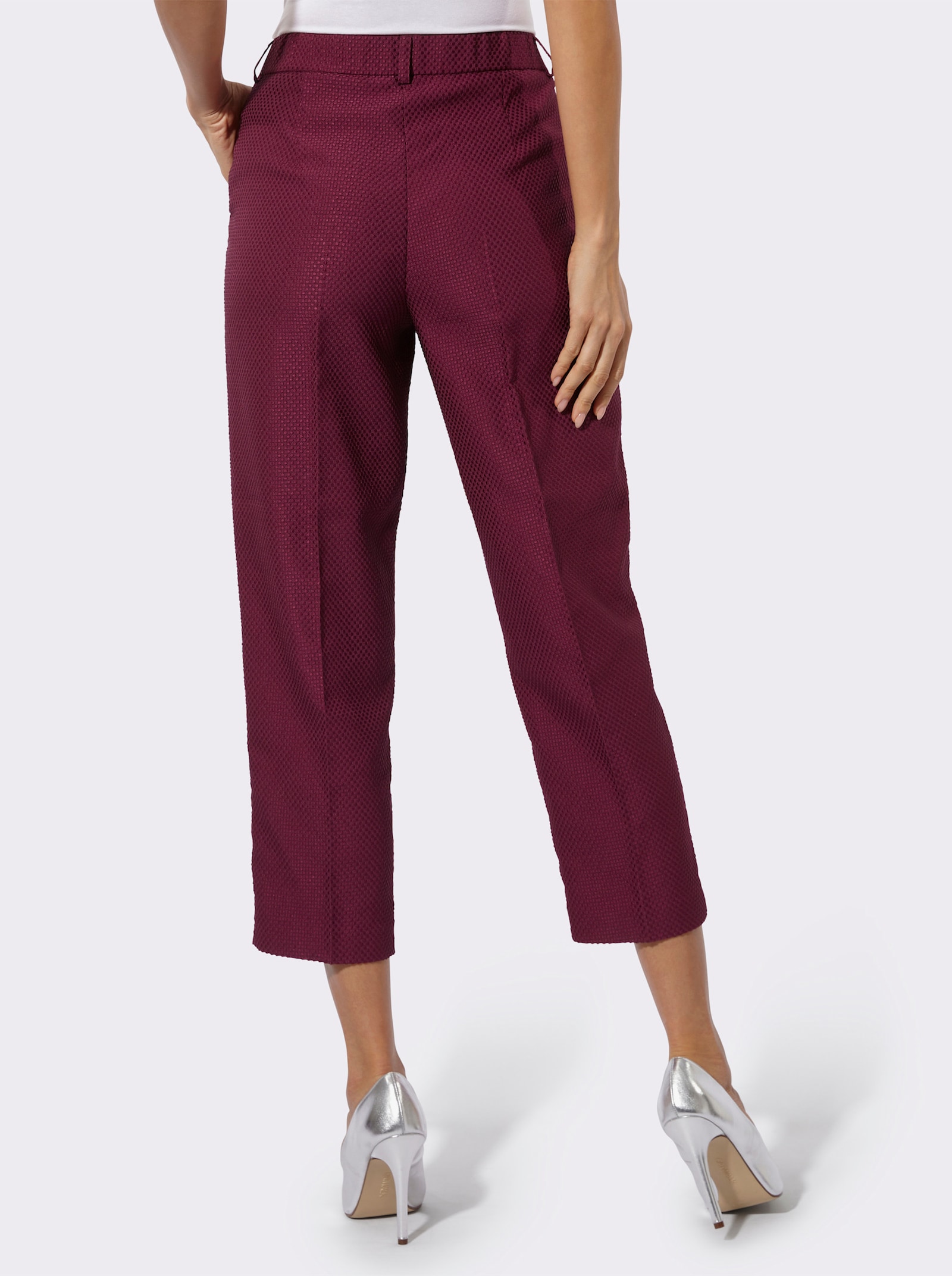 Anzughose in Jacquard-Struktur - bordeaux
