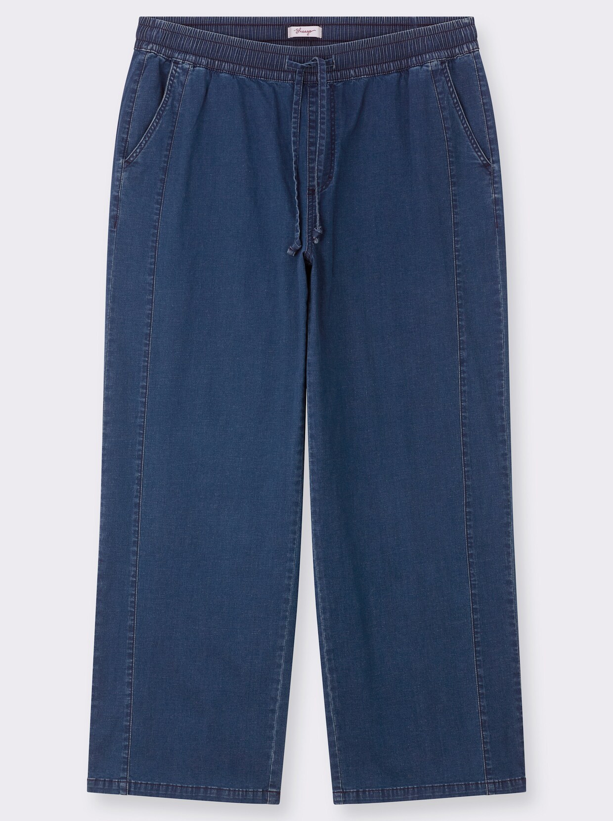 sheego Jean avec jambes larges et lien à nouer - bleu délavé