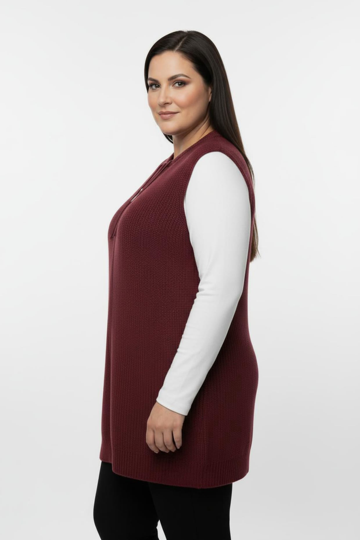 Strickweste in Longform - kirsche