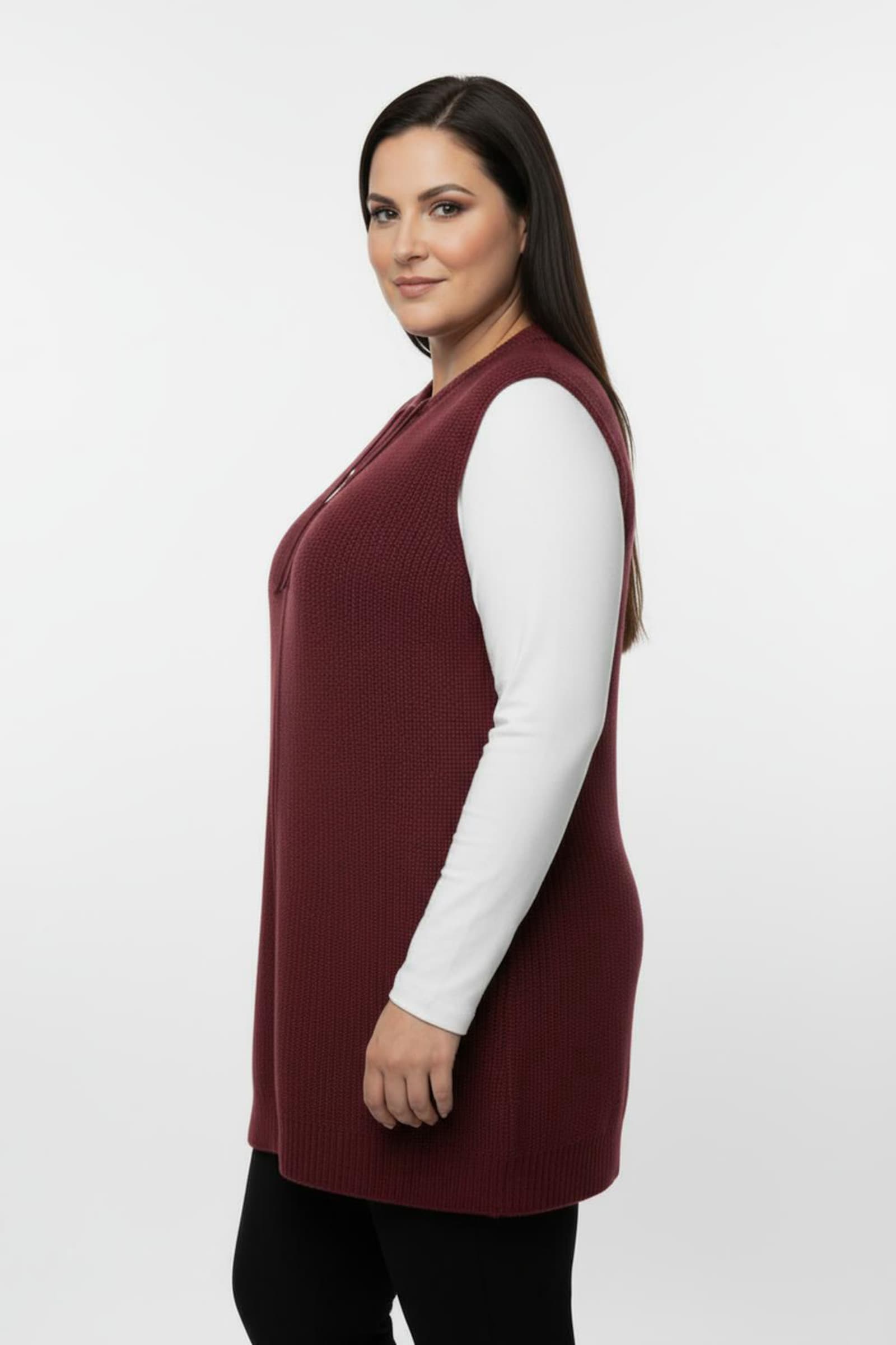 Strickweste in Longform - kirsche