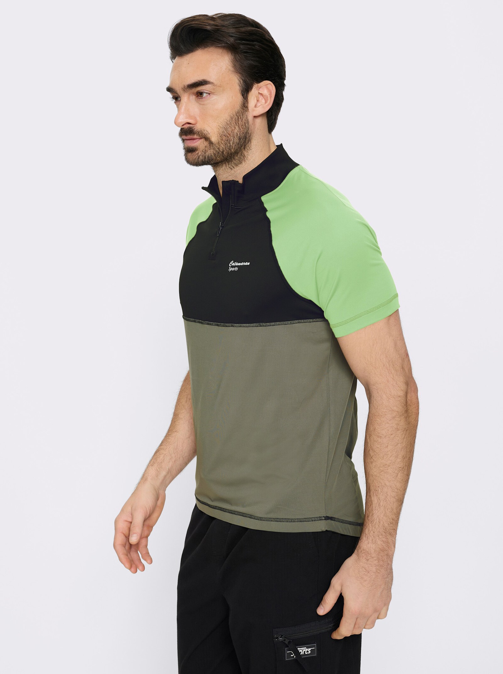 Catamaran Sports Fahrradshirt mit dreigeteilter Rückentasche - khaki