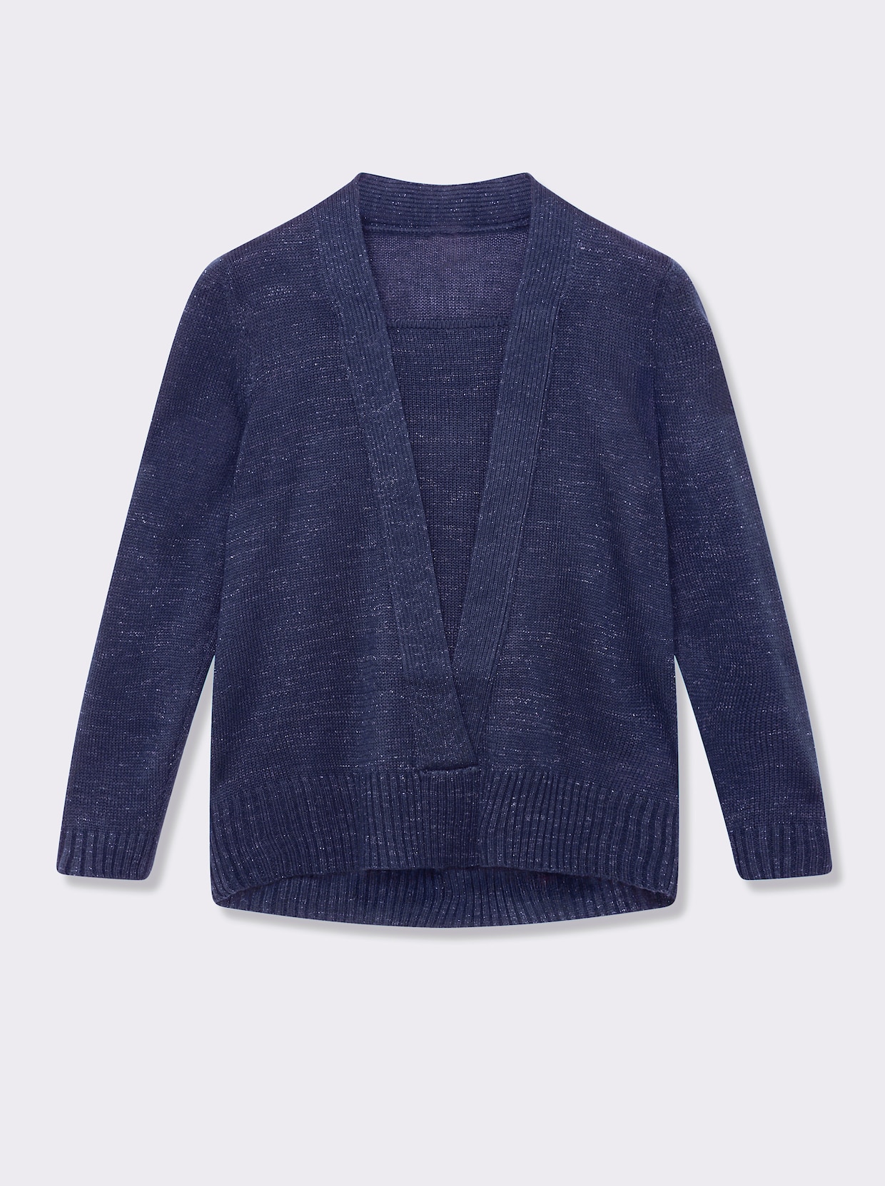 2-in-1-Pullover mit Schalkragen-Optik - blau-meliert