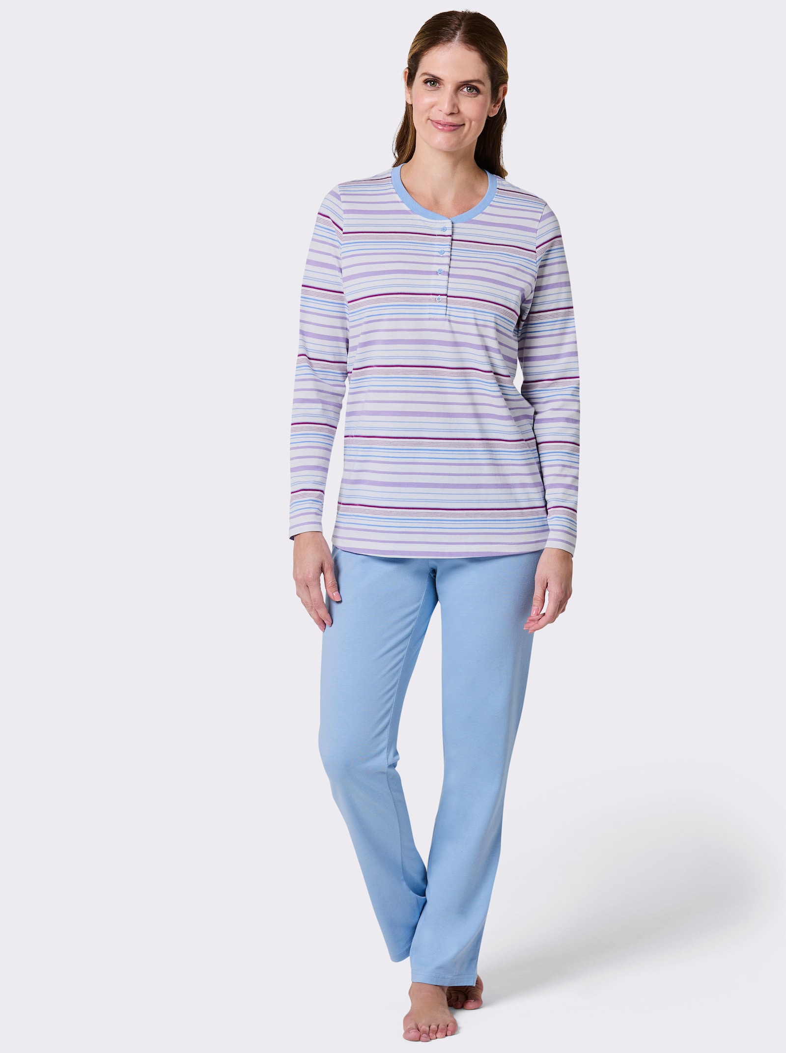 wäschepur Schlafanzug im Streifen-Dessin - himmelblau-weiß-gestreift
