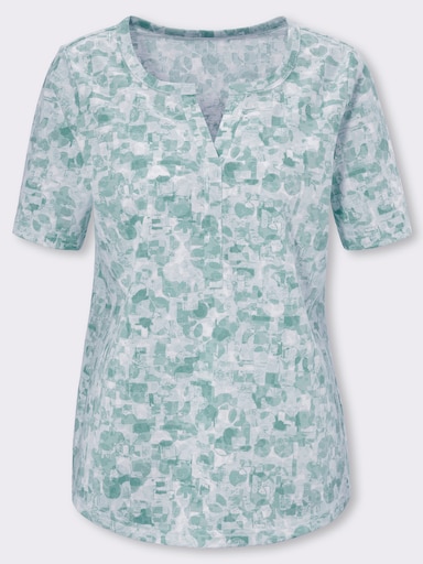 Kurzarmshirt in Baumwoll-Qualität - kalkmint-mint-bedruckt