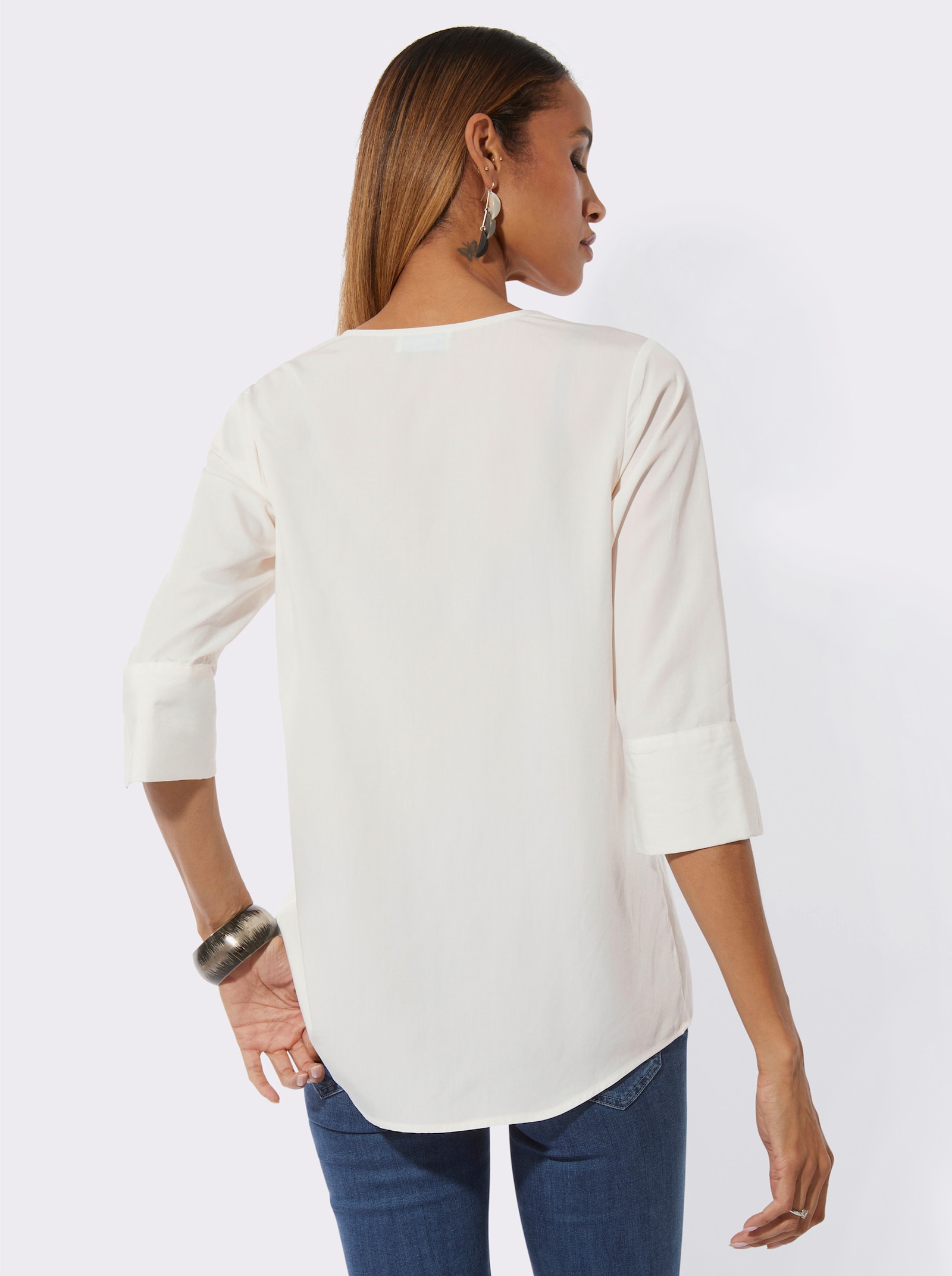 Schlupfbluse mit 3/4-Ärmeln - ecru
