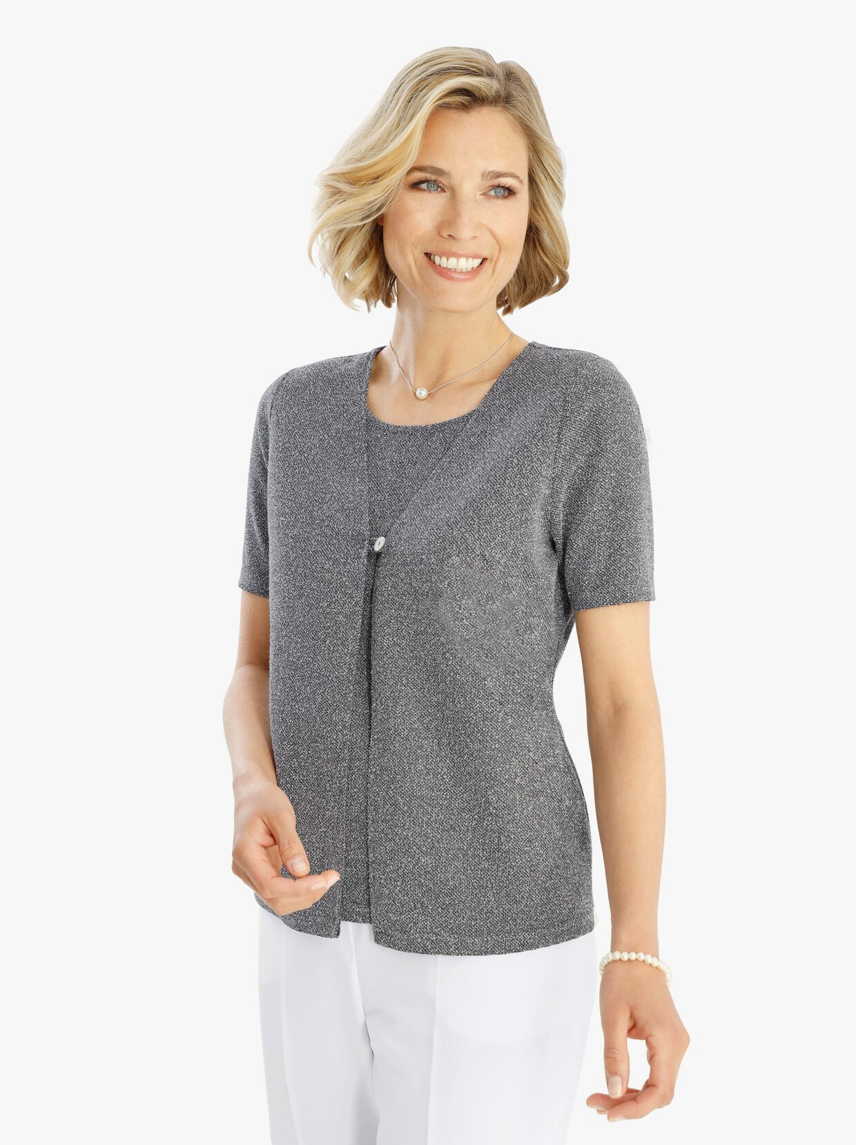 2-in-1-Shirt - grau-meliert