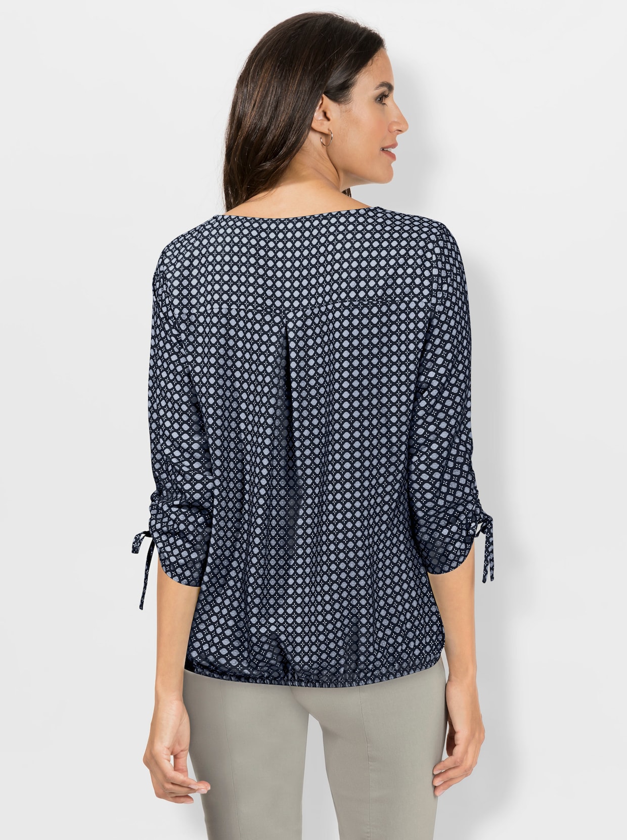 Comfortabele blouse - marine/bleu geprint