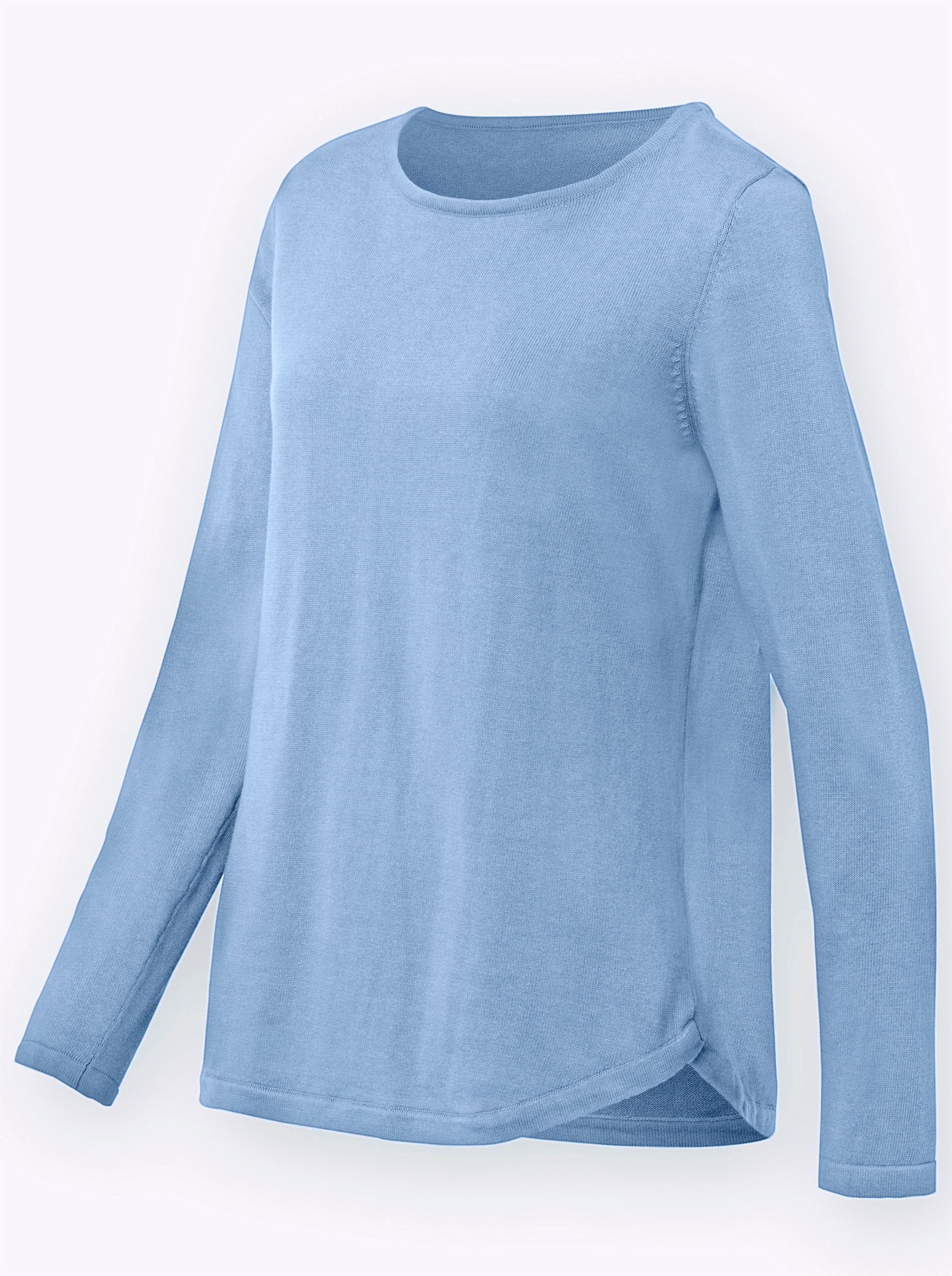 Witt Damen Baumwollpullover mit überlappendem Saum, eisblau
