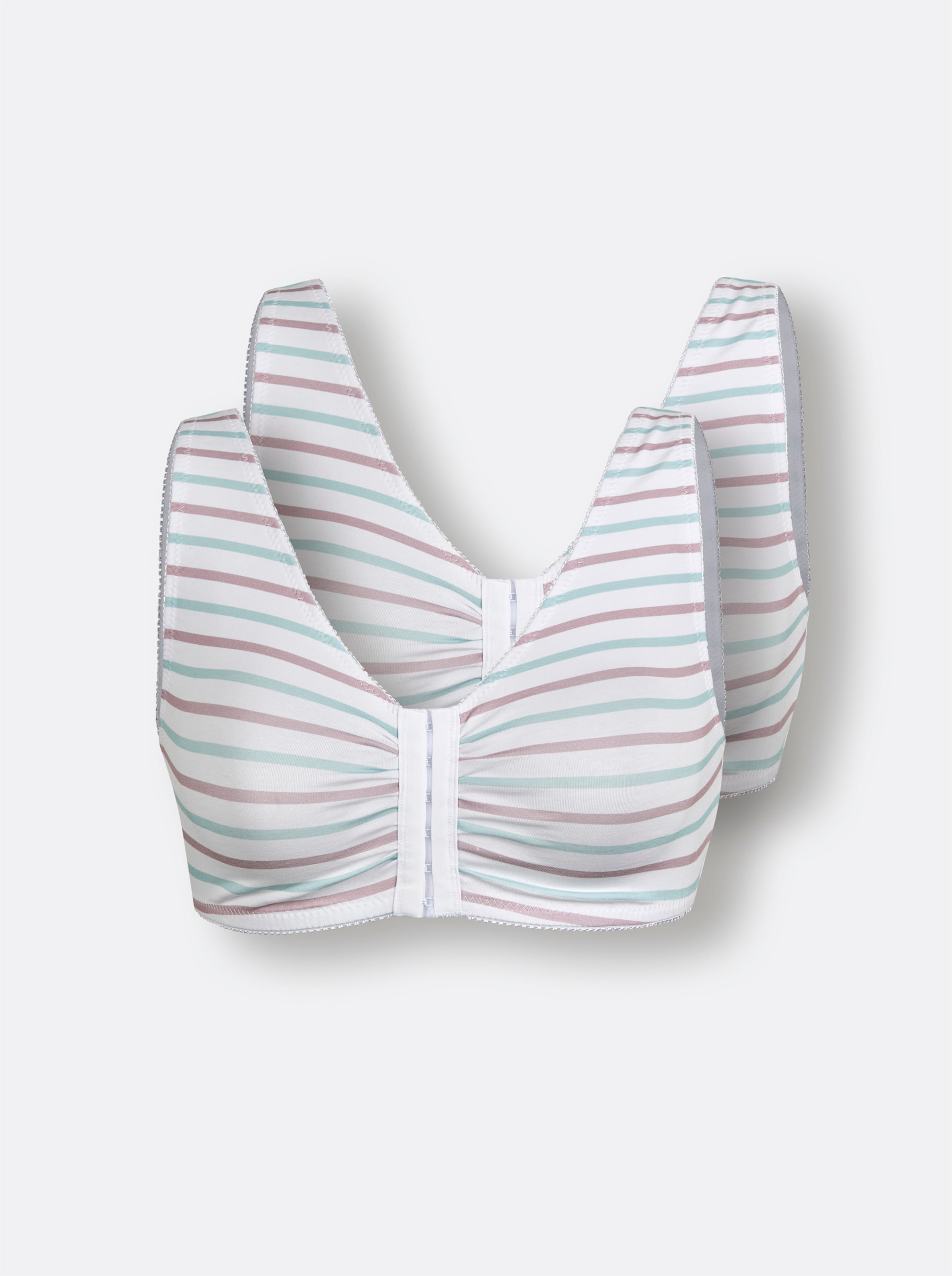 Wäschepur Damen Weiß-Mauve-Mint-Gestreift Bustier - Bild 3