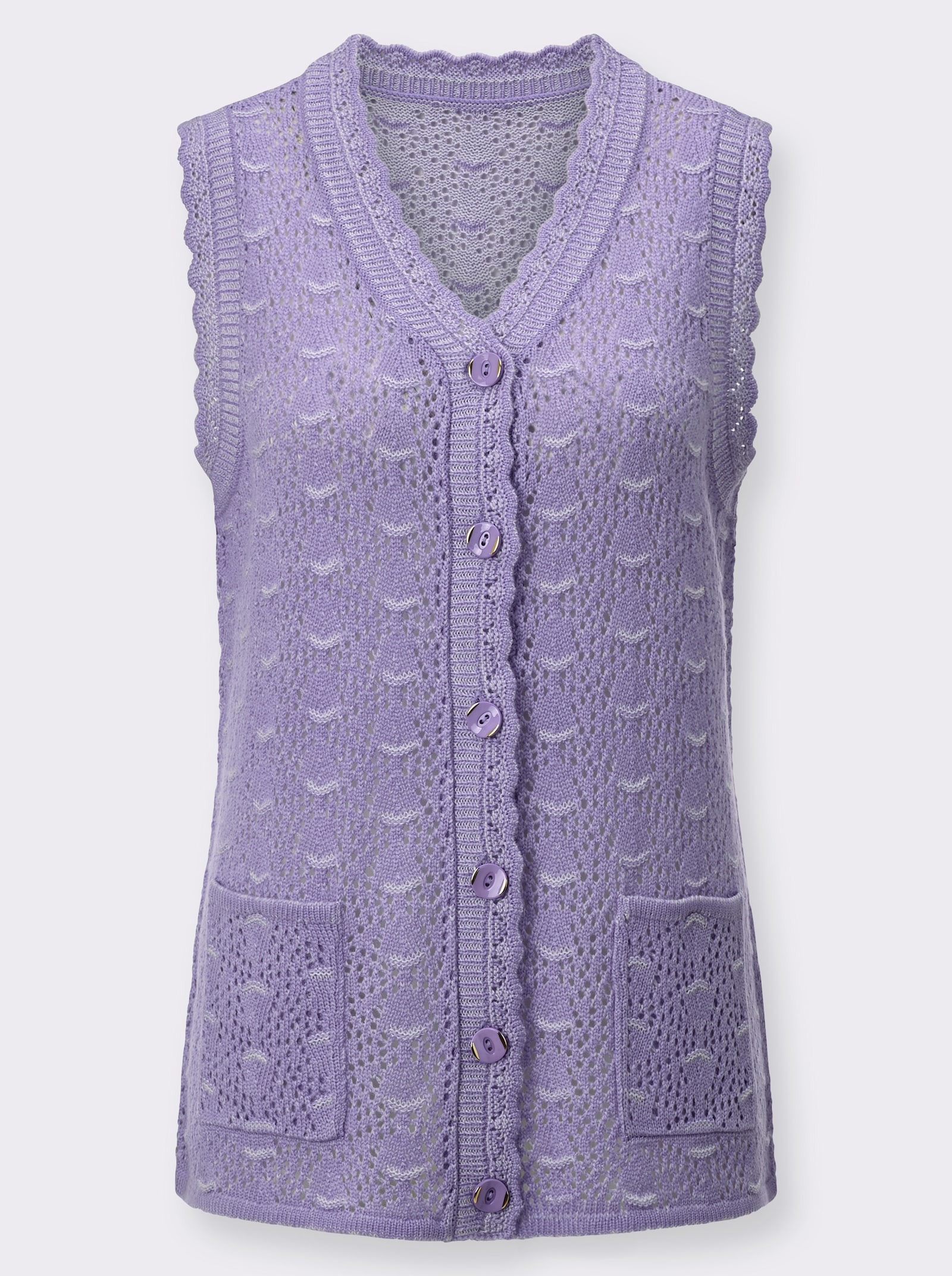 Strickweste im Strukturmuster-Mix - lavendel-meliert