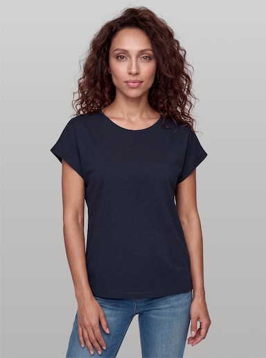 heine T-Shirt mit fixiertem Umschlag - marine