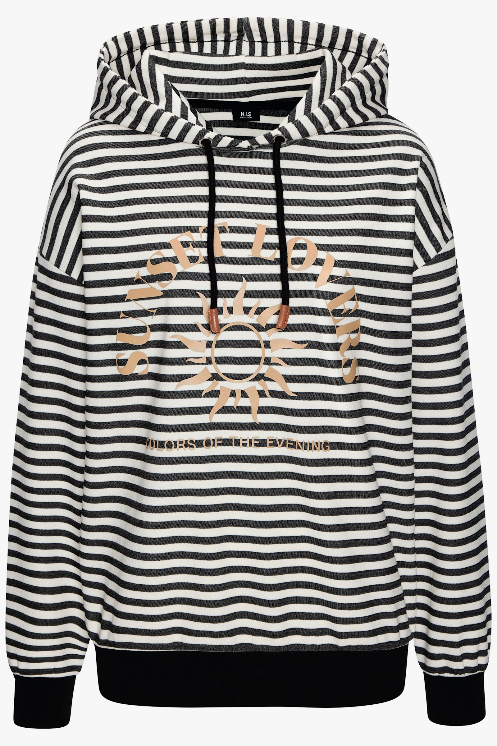 H.I.S Pull à capuche - noir à rayures