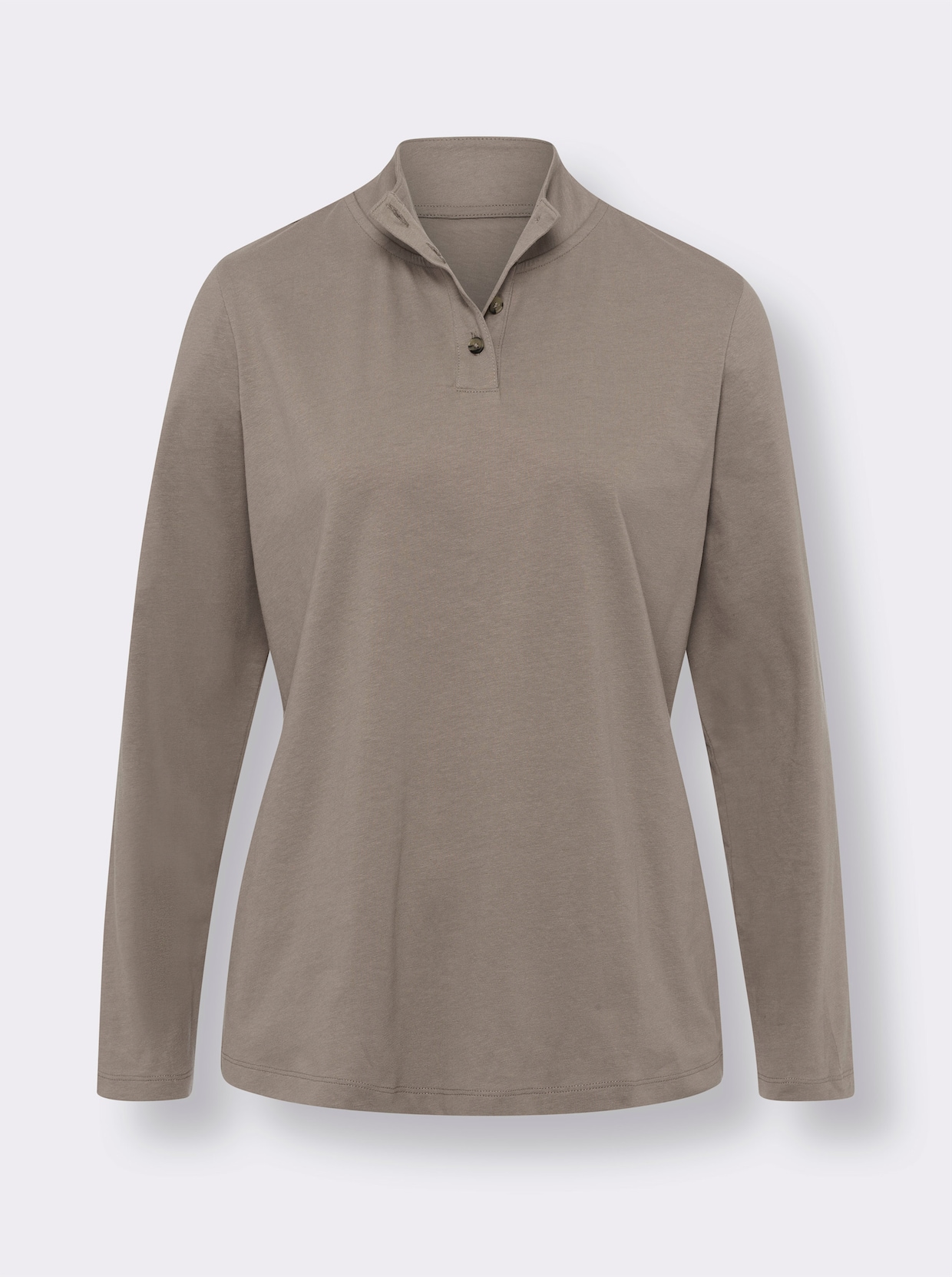 Shirt met opstaande kraag - taupe