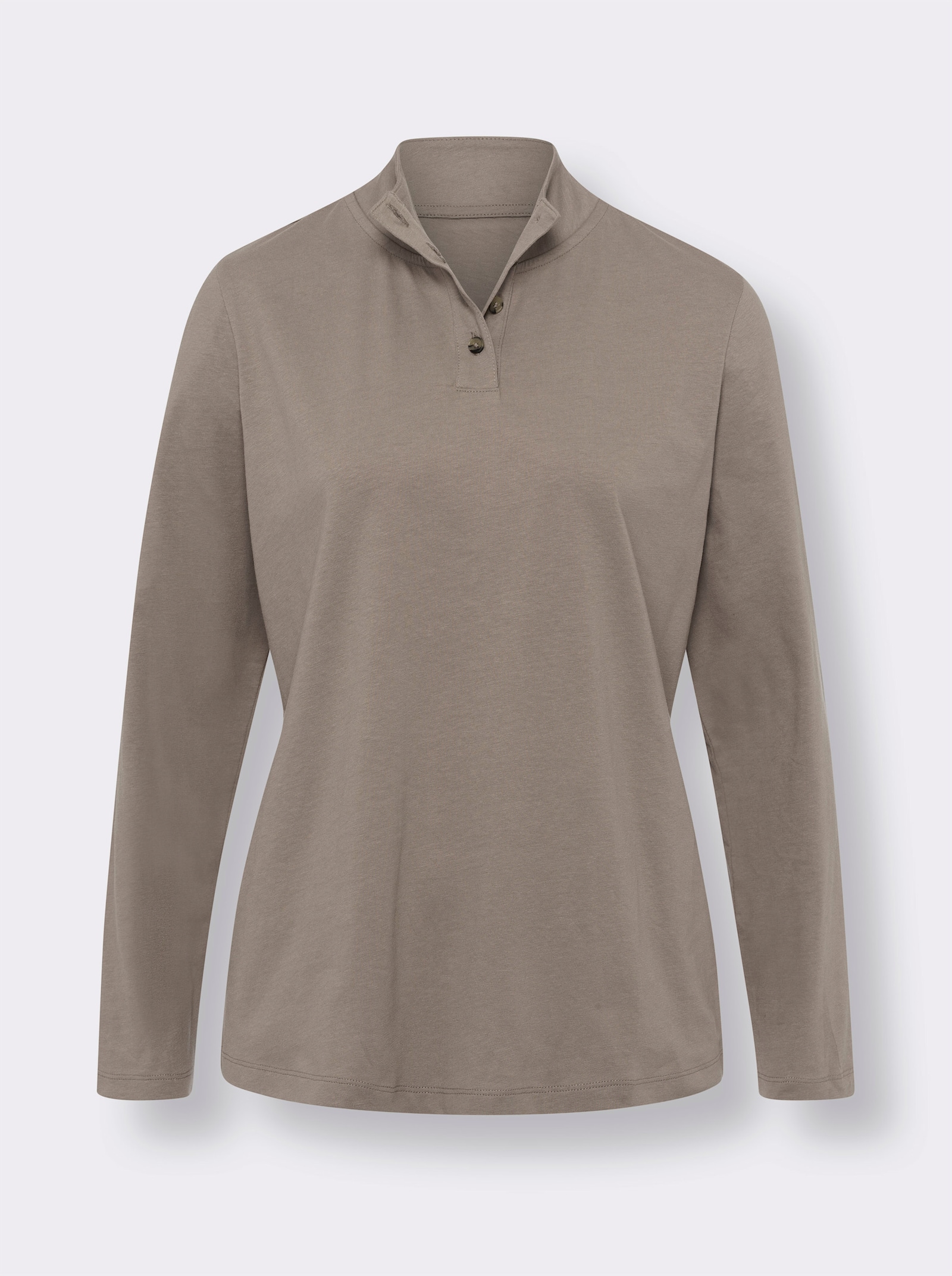 Shirt met opstaande kraag en sierknopen - taupe