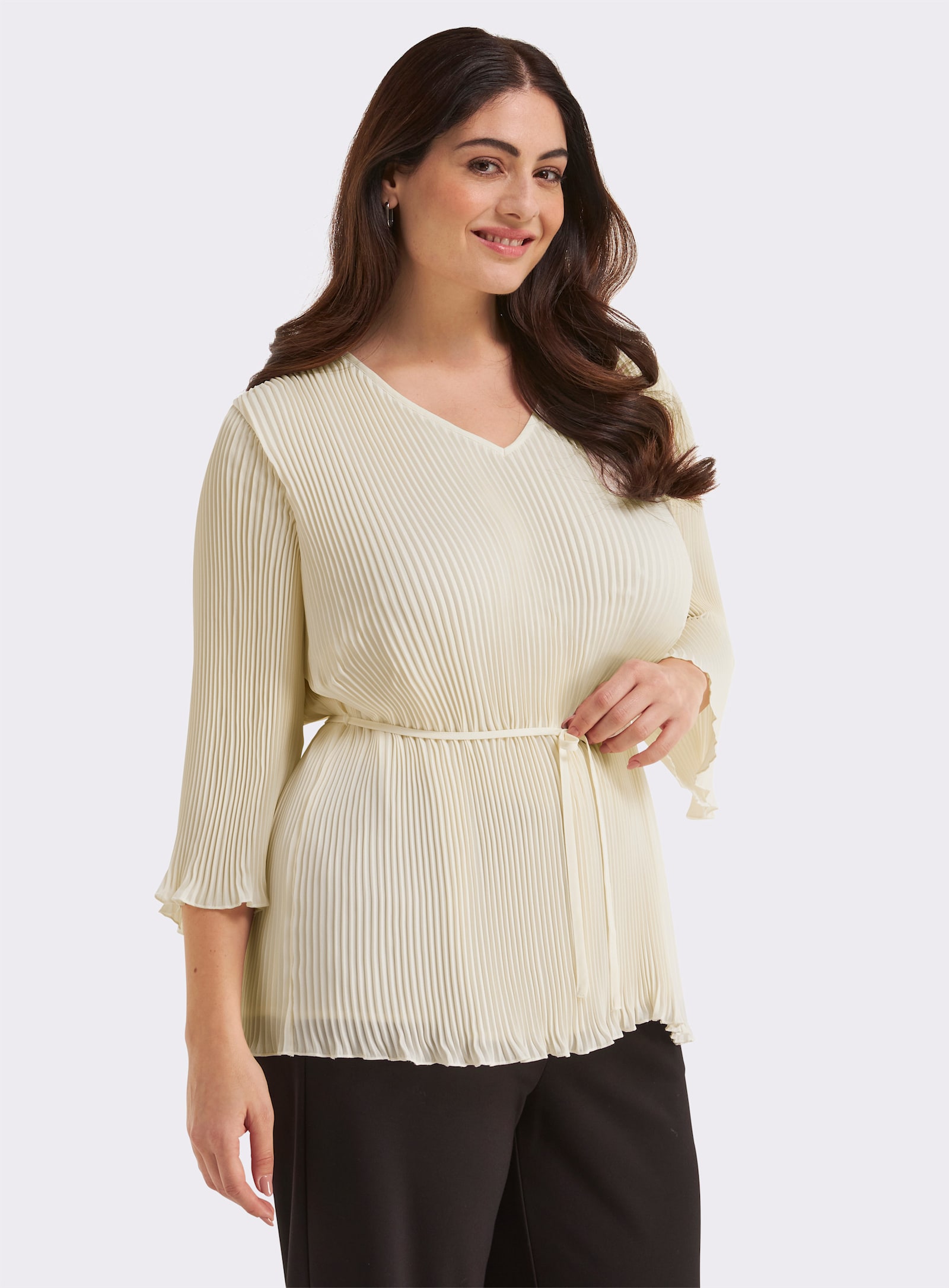 sheego Tunika mit Plisseefalten - champagner