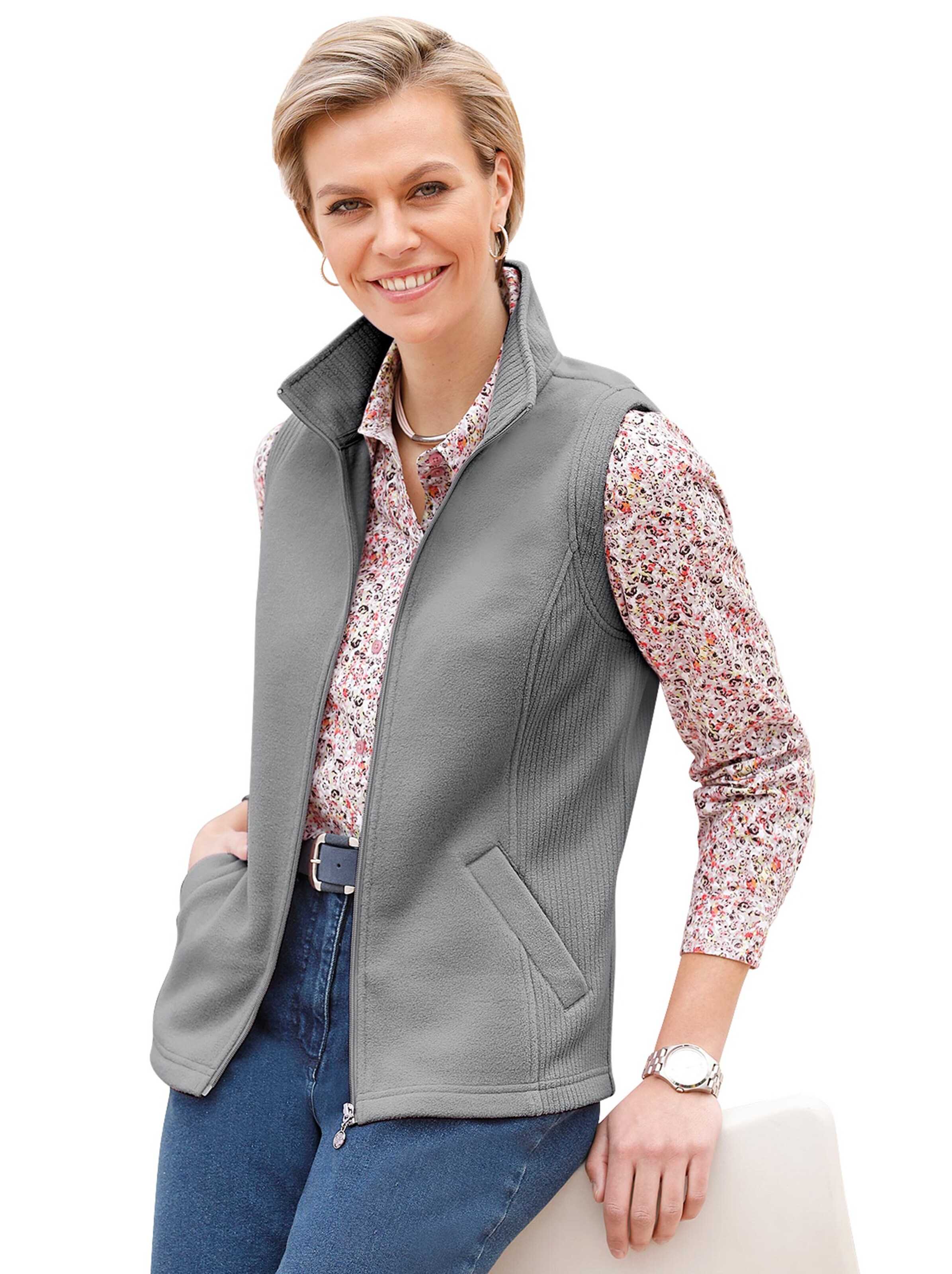 Fleece-Weste - grau