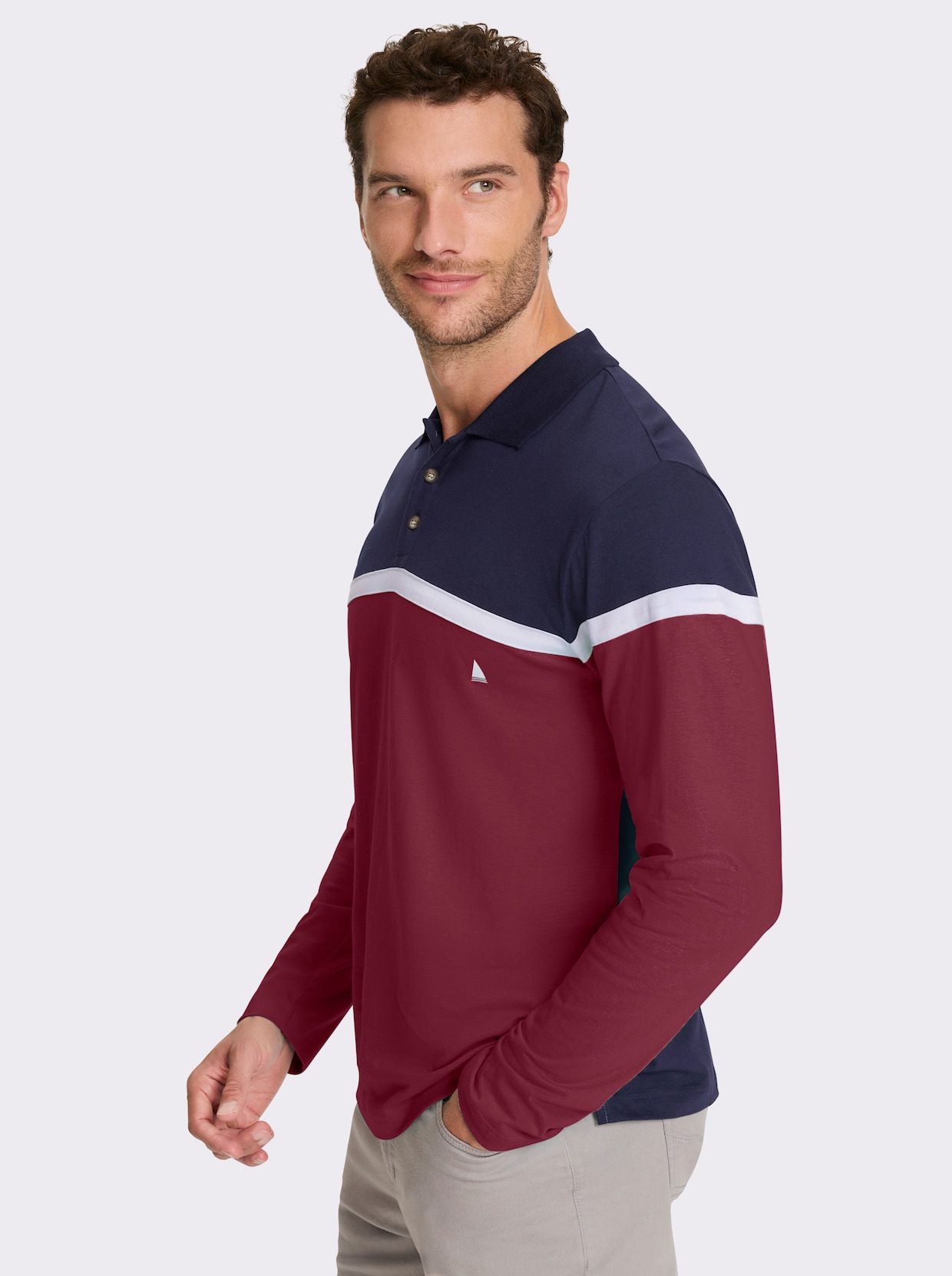 Catamaran Langarm-Poloshirt - marine-dunkelrot