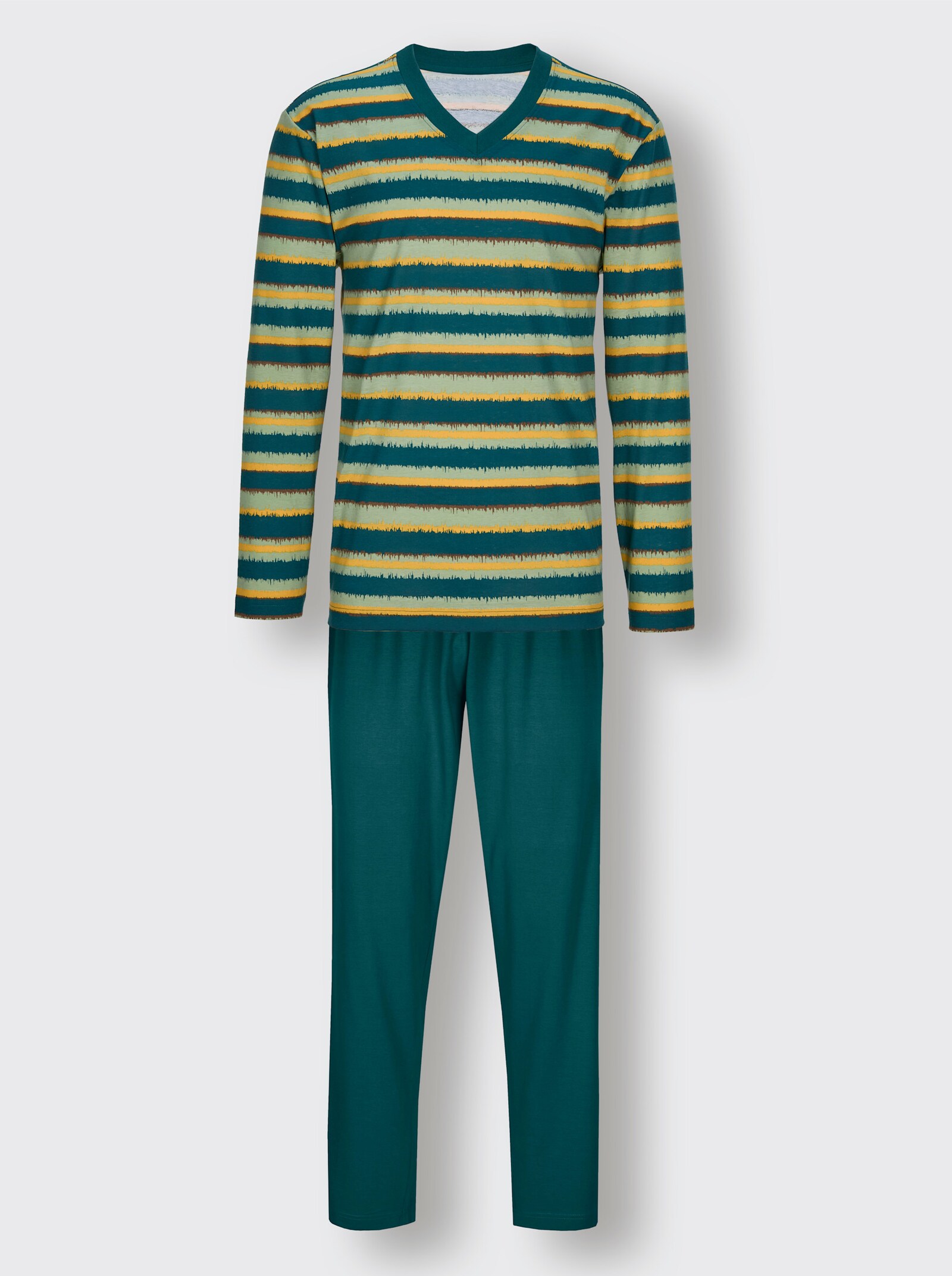 wäschepur men Schlafanzug - petrol-eucalyptus-bedruckt