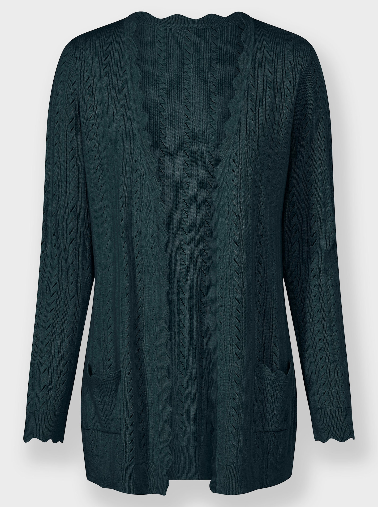 Ajourstrickjacke im Mix aus Rippstruktur und Ajour - petrol