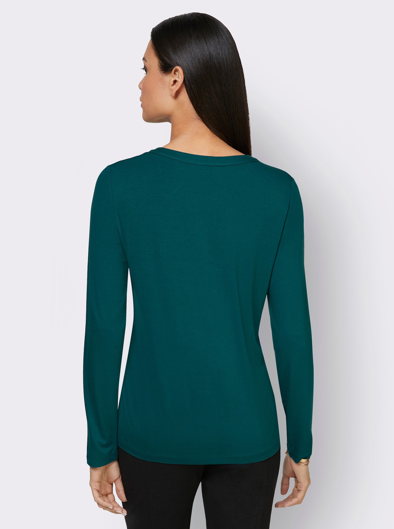 Langarmshirt mit abnehmbaren Zierketten - petrol