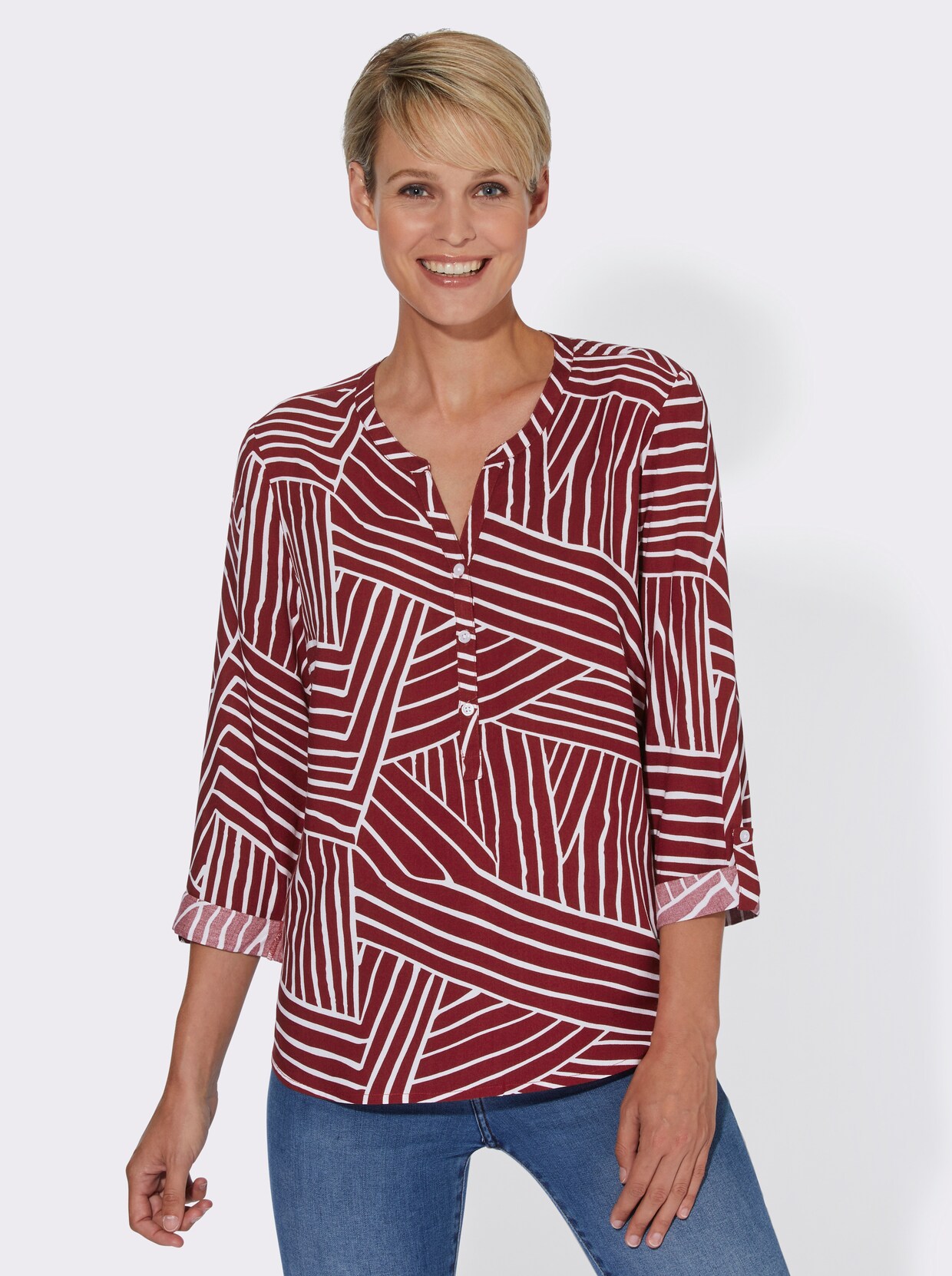 Comfortabele blouse - kers gedessineerd