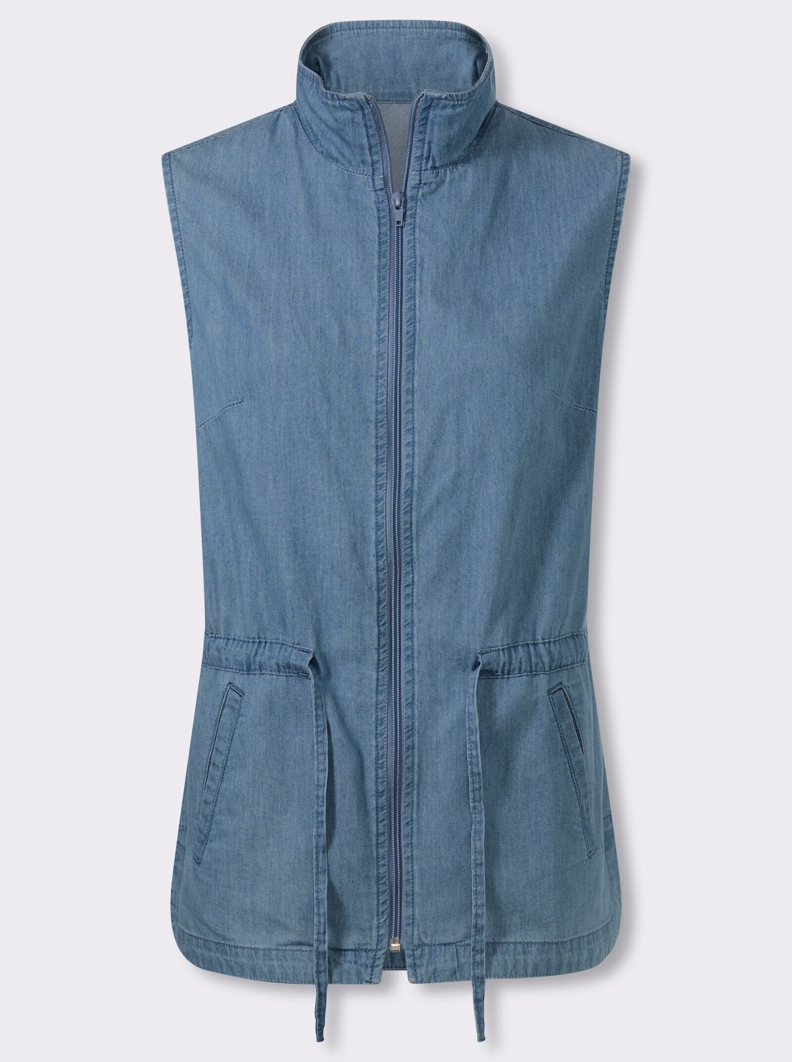 Jeansweste mit Tunnelzug - blue-bleached