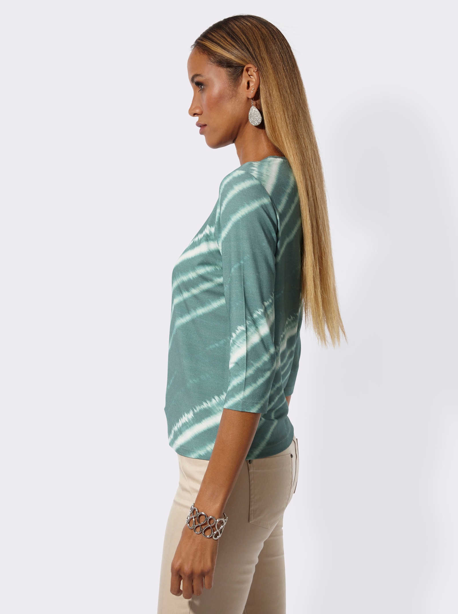 Shirt im modischen Farbverlauf - jade-salbei-bedruckt