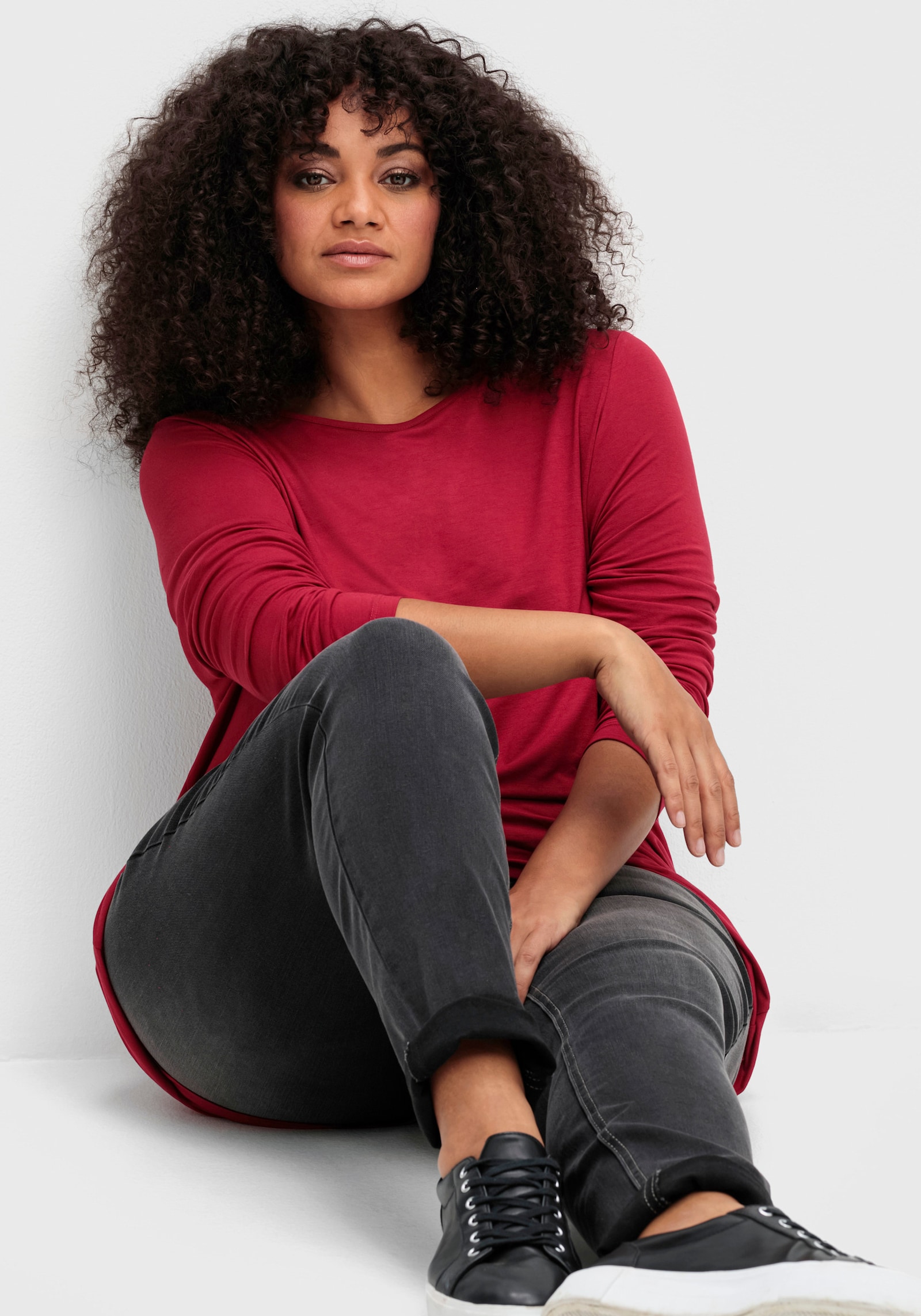 Longshirt in A-Form - kirsche