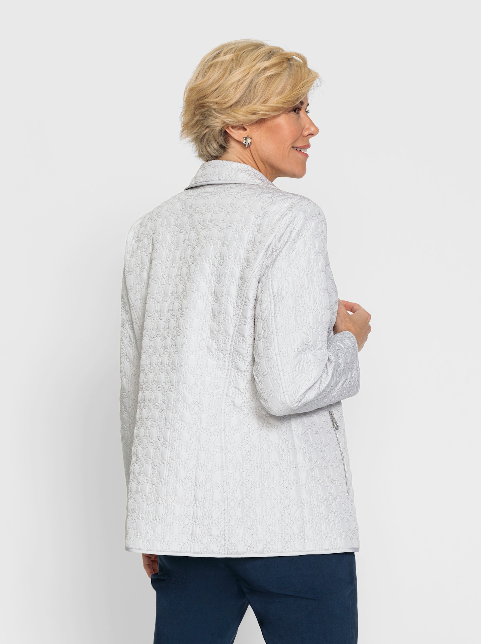 Steppjacke mit Reissverschluss-Taschen - hellgrau