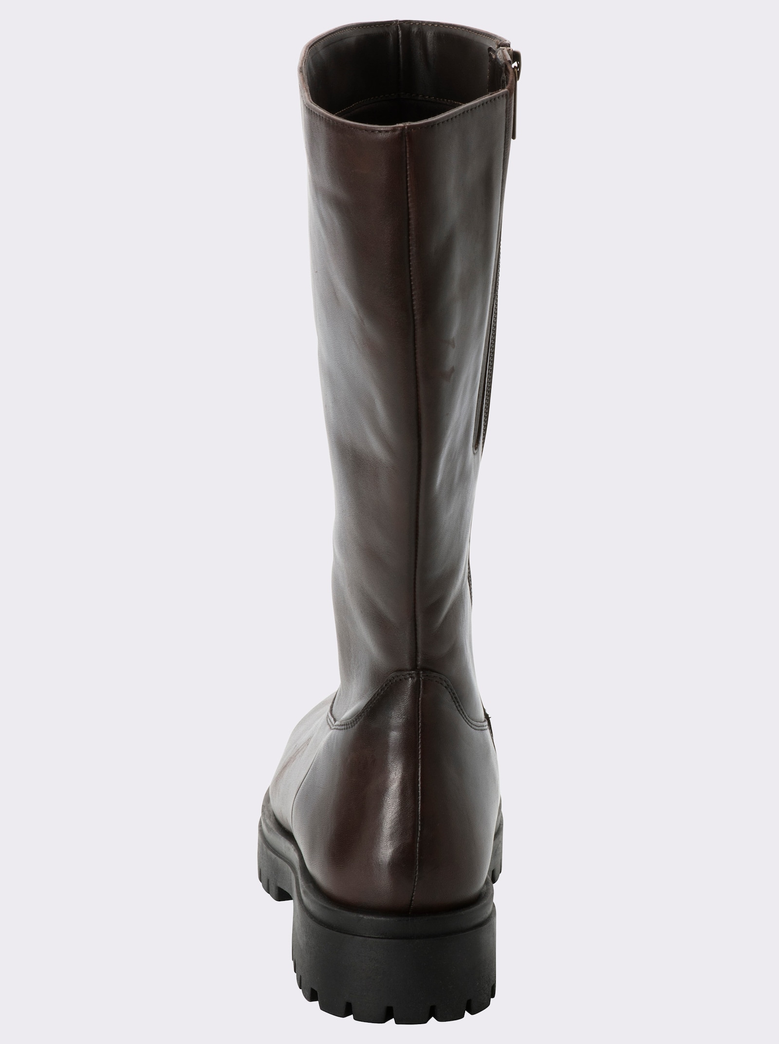 sheego Weitschaftstiefel aus Rindsleder - schoko