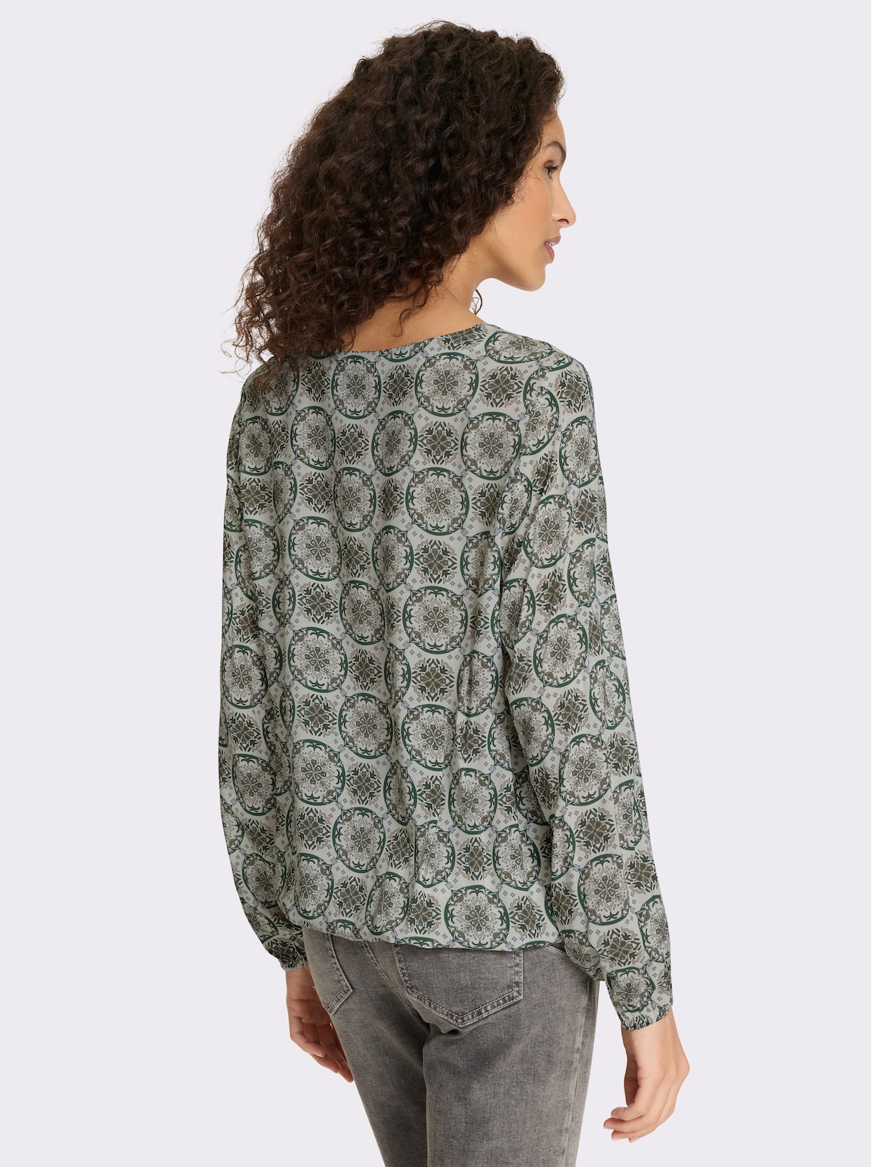 heine Druckbluse - khaki-sand-bedruckt