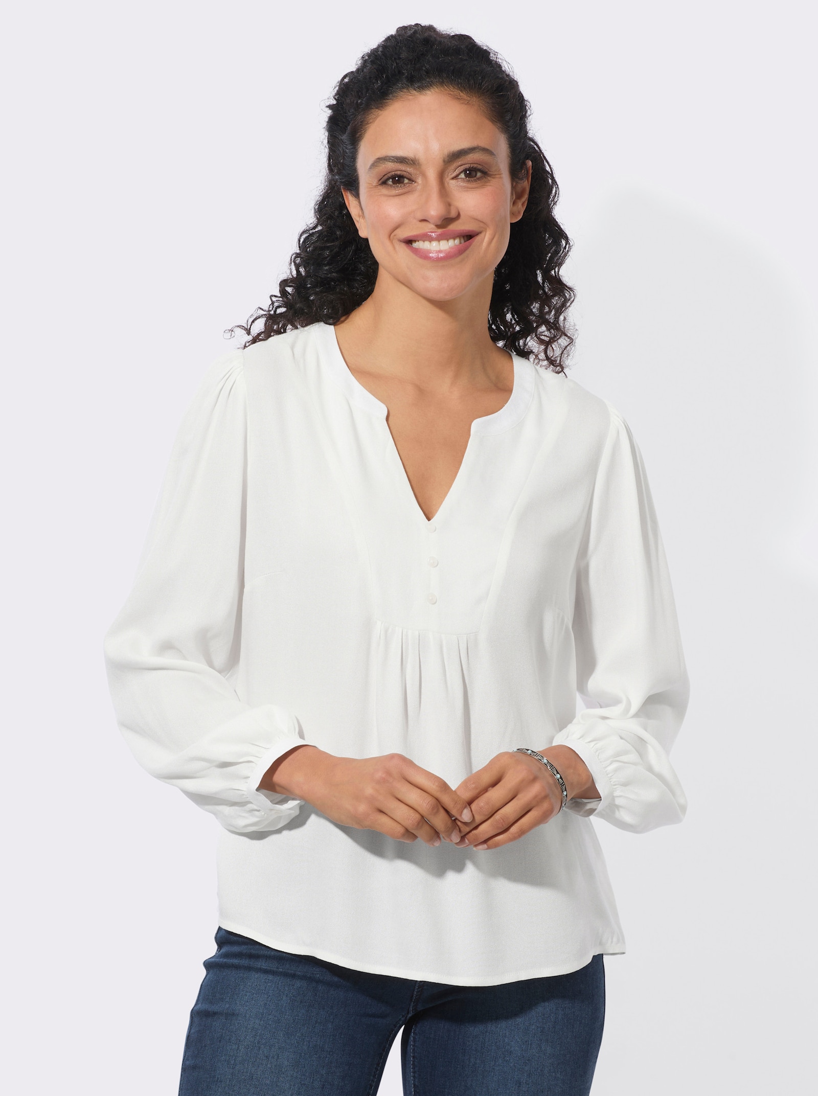  Longbluse in Crêpe-Qualität - ecru