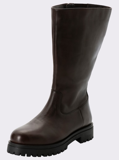 sheego Weitschaftstiefel aus Rindsleder - schoko