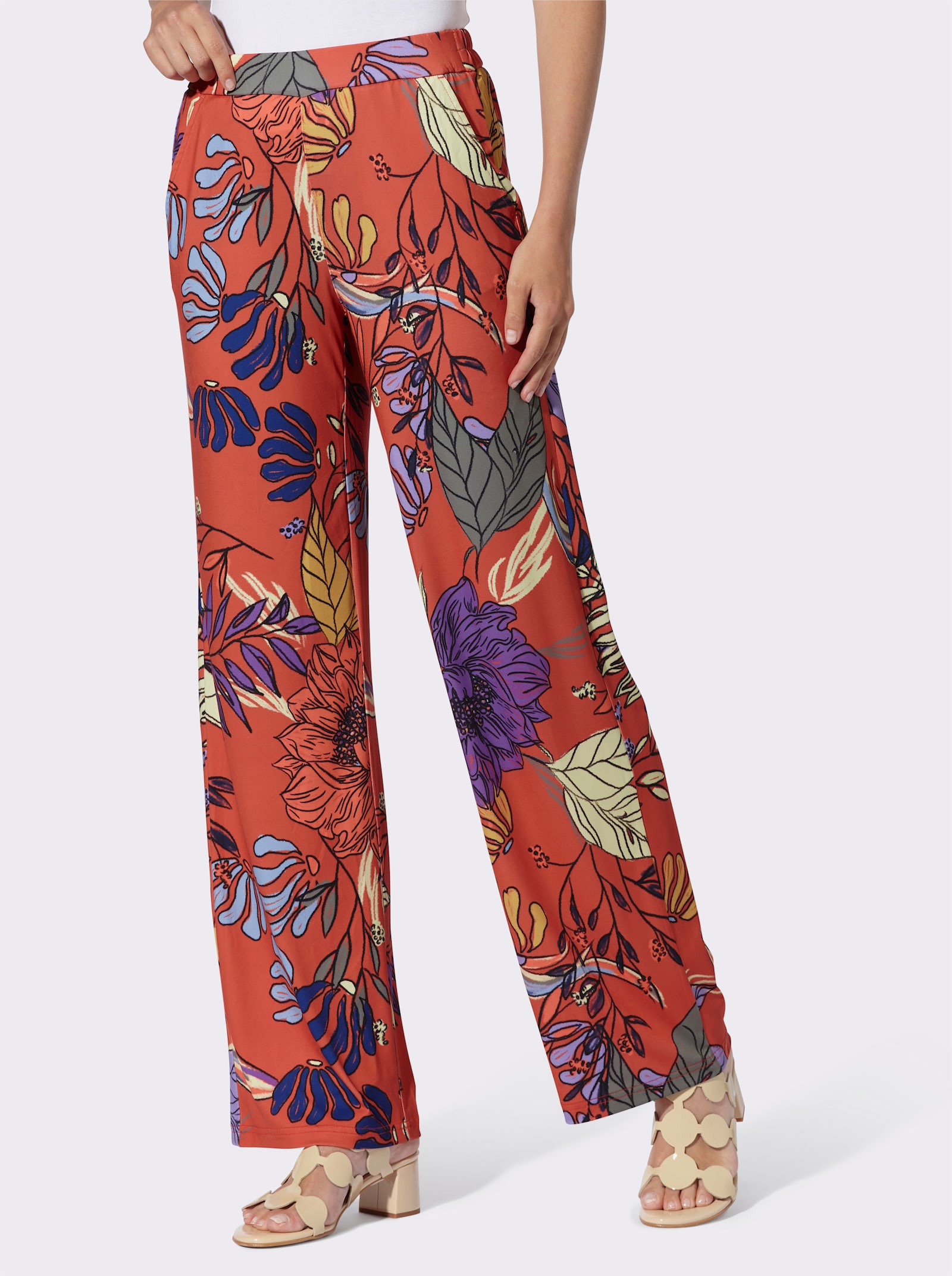 heine Druckhose mit Dehnbund - terra-lavendel-bedruckt