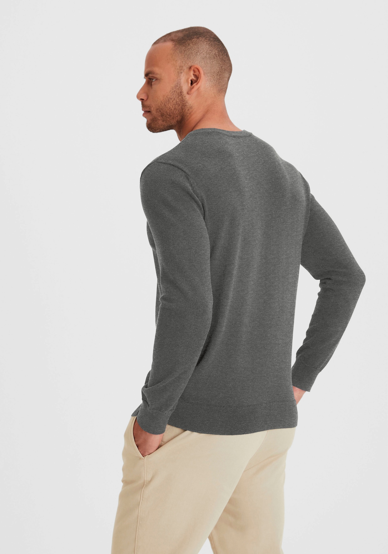 H.I.S Strickpullover - dunkelgrau-meliert